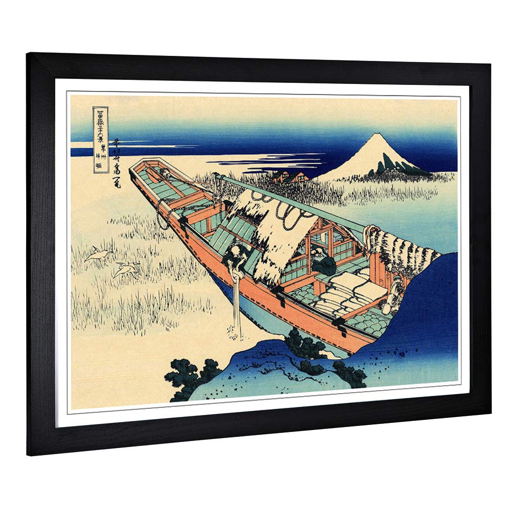 Big Box Art Framed Print of Hokusai Japanese Oriental Ushibori Design | Wall Art Picture | Home Decor for Kitchen, Living Room, Bedroom, Hallway, Black, A2 / 24.5x18 Inch / 62x45cm