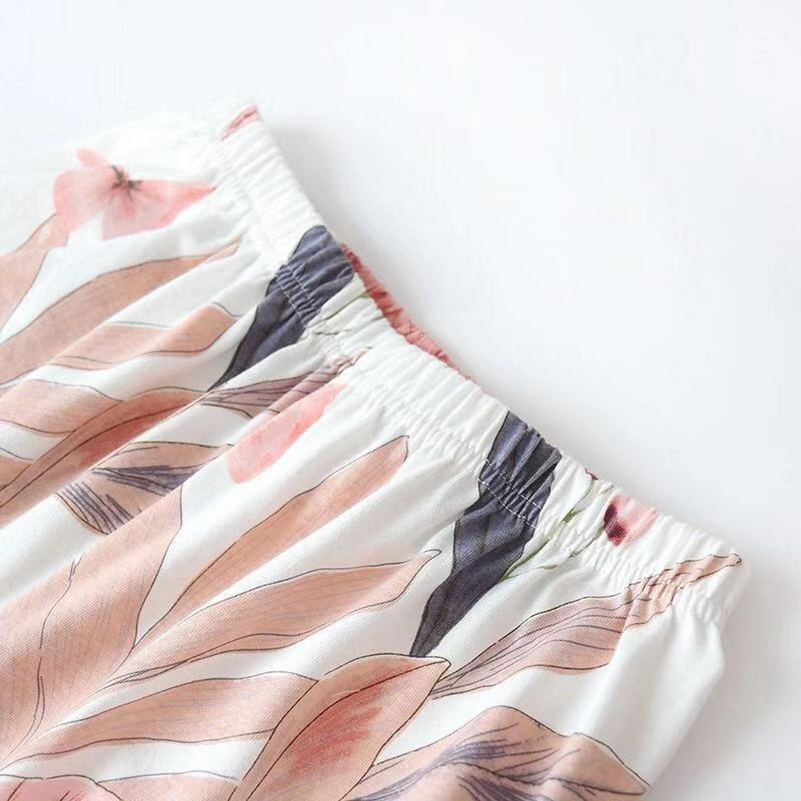 Pijama para mujer, estampado de hojas, pijama de algodón, talla grande, conjunto de dos piezas, ropa para el hogar, ropa de dormir femenina, traje de pantalón, XL