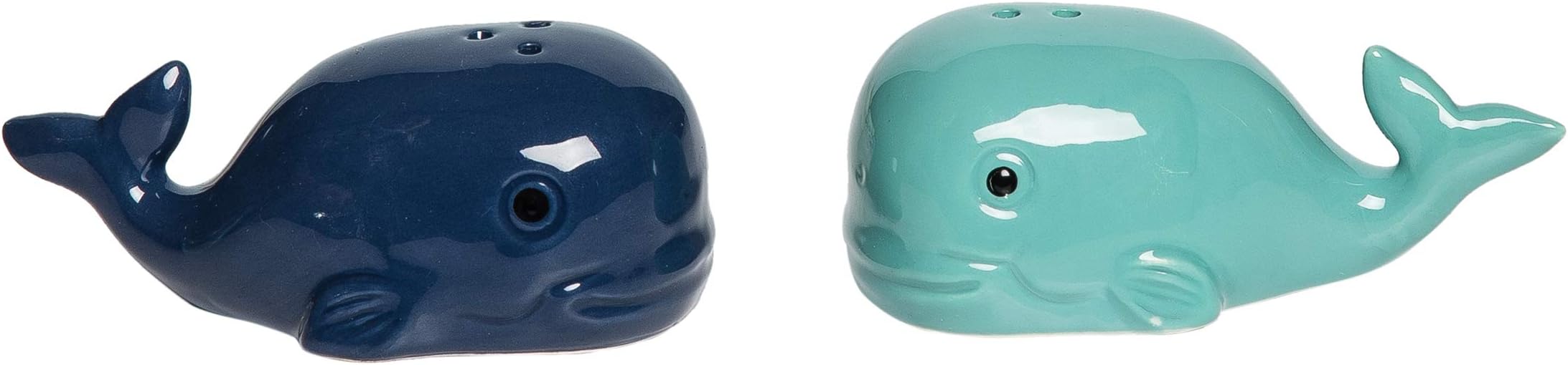Beachcombers B24452 Whale Salt and Pepper Shaker Set of 2, 3.7-inch Length, Blue