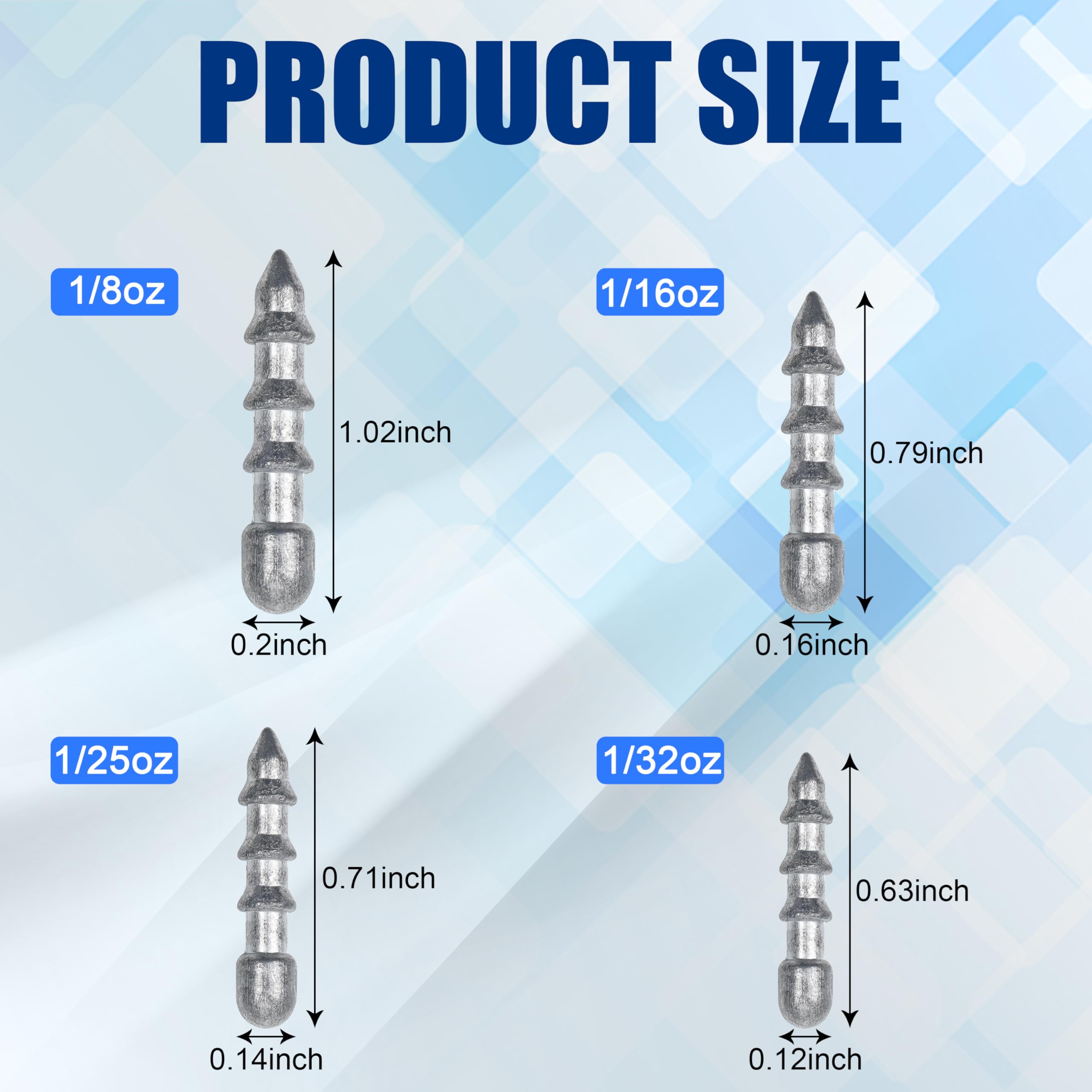 Nail Weights for Bass Fishing 45pcs Insert Pencil Sinkers Weights for Soft Plastic Worm Bait Lures, Wacky Rig and Neko Rig (1/32OZ-45PCS)