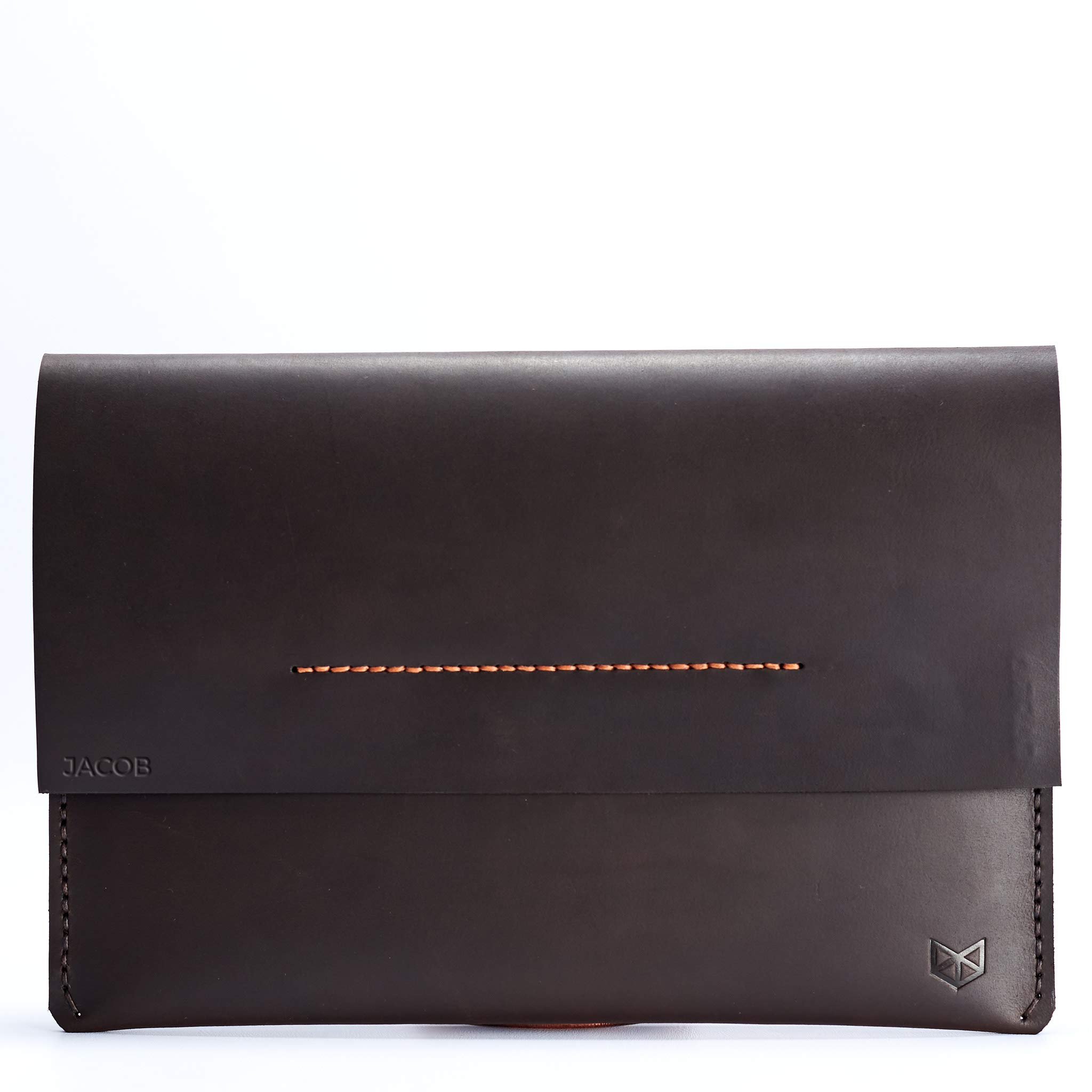 Capra Leather Pixelbook Case for Men, Dark Brown Handmade Google Sleeve, Protective Pen Holder Folio, Laptop Tablet Tech Carrying Bag. Mens Gifts