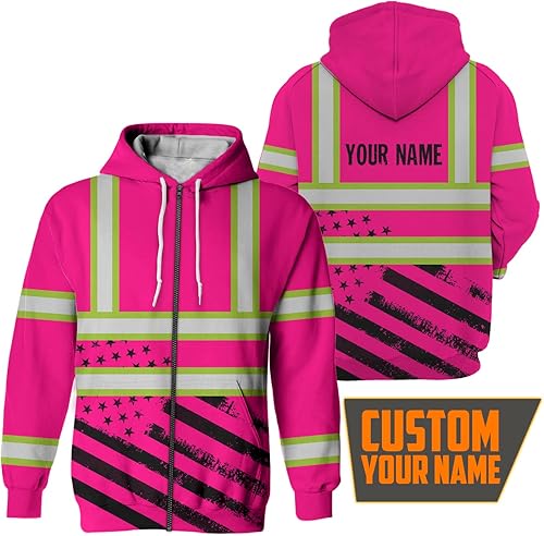 Miniatura 2 de Color Bandera de Estados Unidos Chaquetas de alta visibilidad para hombres Chaqueta reflectante Ropa de trabajo de seguridad para los trabajadores