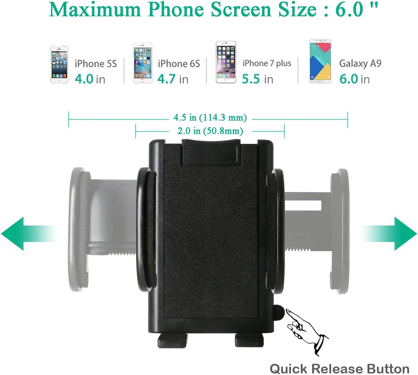 Windshield Phone Car Holder Universal Car Phone Holder Mount Strong Suction Cup Phone Holder for Car Windshield Car Phone Mount One Button Design Compatible with iPhone Samsung Smartphone Cell Phone