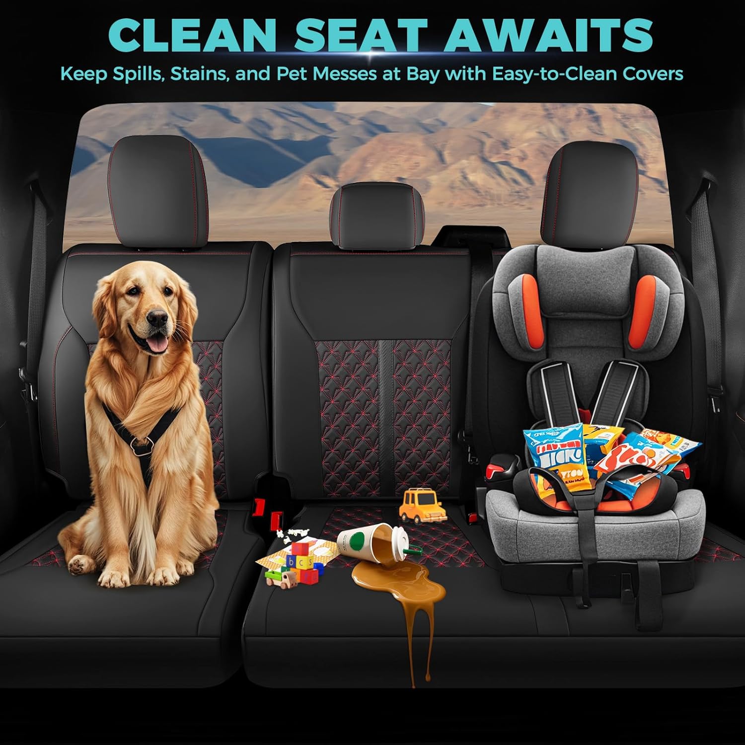 Custom Seat Cover for Ford F150 2010 2011 2012 2013 2014 - Fit Full Set Leather Truck Seat Cover for 2010-2014 F150 XL/XLT Accessories