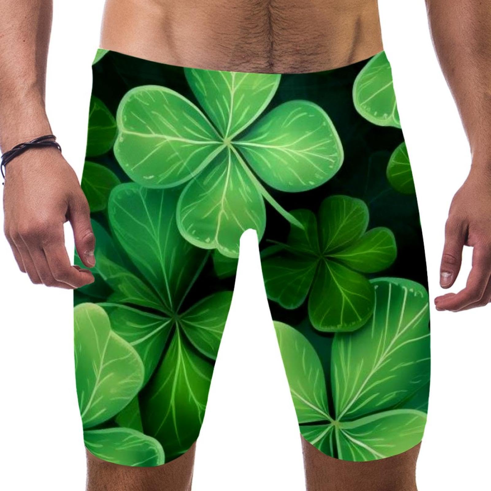 St Patrick's Day Swimsuit for Men & Boys,Competition Lap Swim Suit, Square Leg Endurance Training Multicoloured