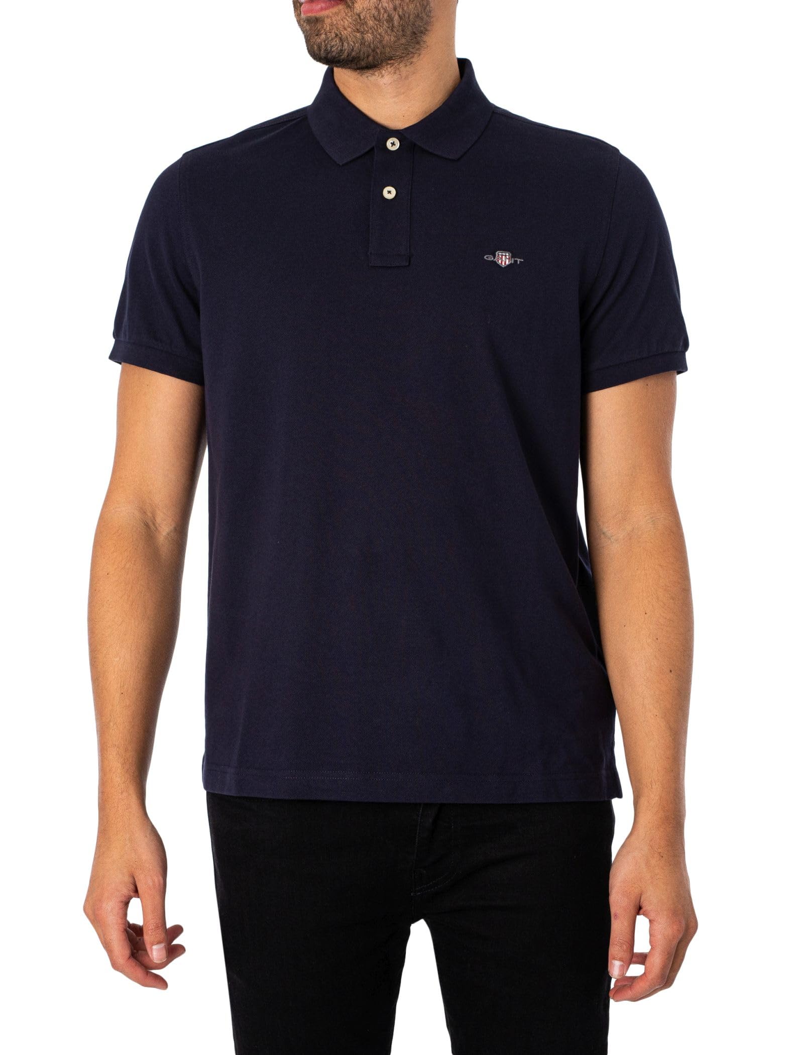 Gant Shield Polo De Piqué Ss Con Escudo Reg, Evening Blue, L Para Hombre-image