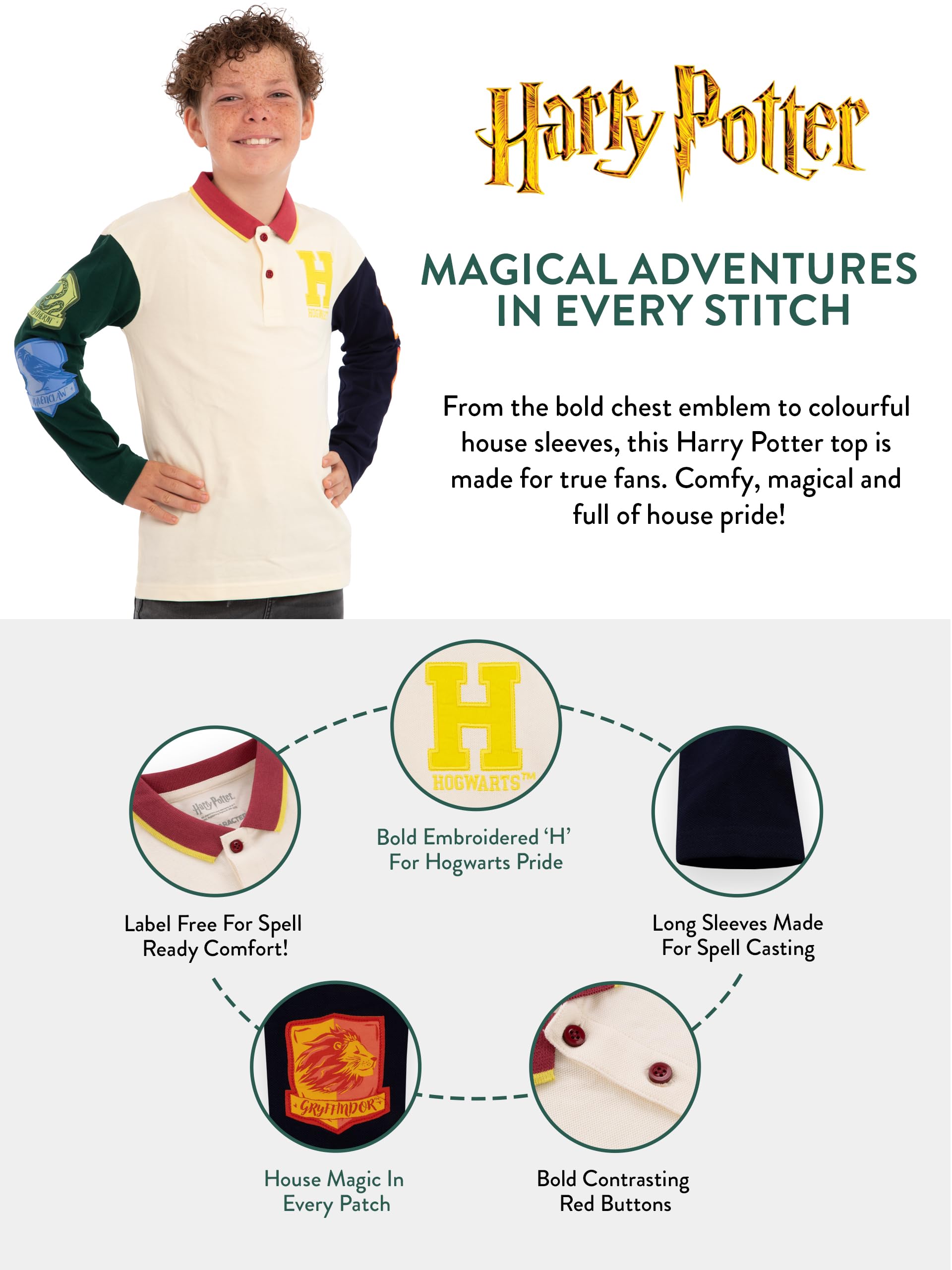 Harry Potter T-Shirt Enfant, Polo Garçon Hogwarts, Tee Shirt Enfant Garcon Manches Longues