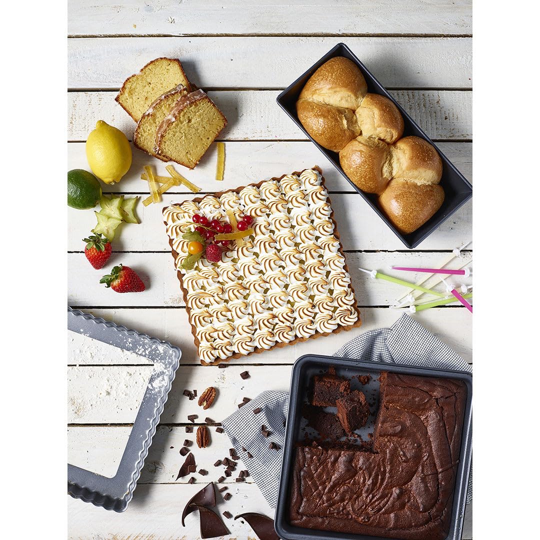 De Buyer - Box #HOMEBAKING : moule à tarte carré, moule à cake plié et moule à gâteau carré - 3 pièces -