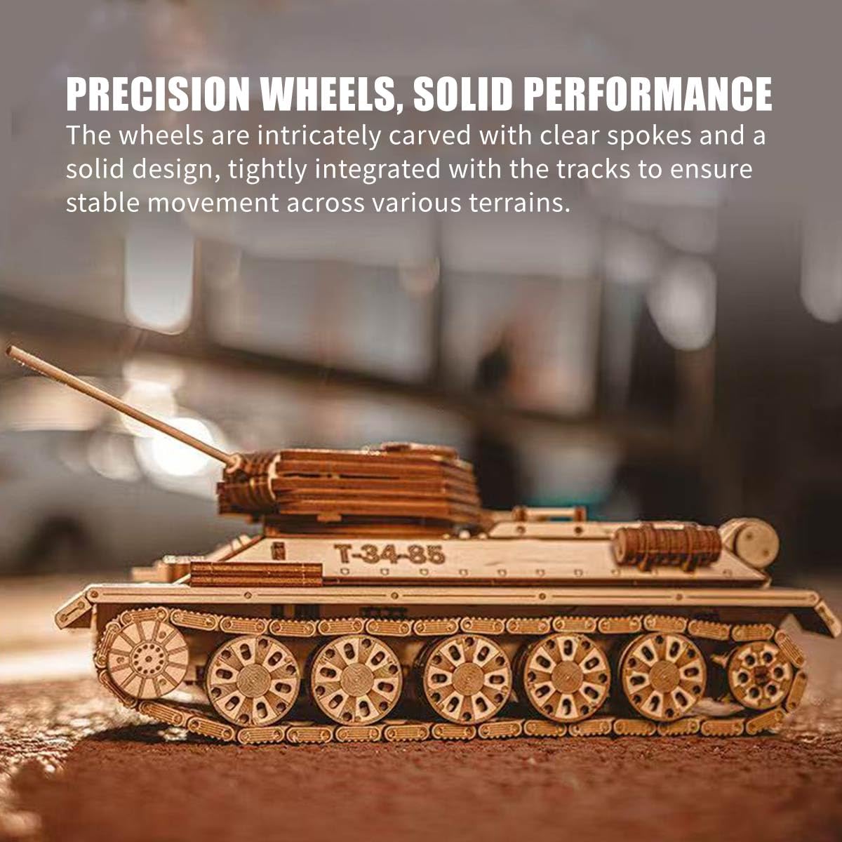 3D Holzpuzzle für Erwachsene, Mechanisch Militär T-34-85 Panzer 3D Holz Modell Bausatz, 965 Teile Holzpuzzle Panzer 3D Puzzle Holz Tank Handwerk Spielzeug Geschenk -KIT