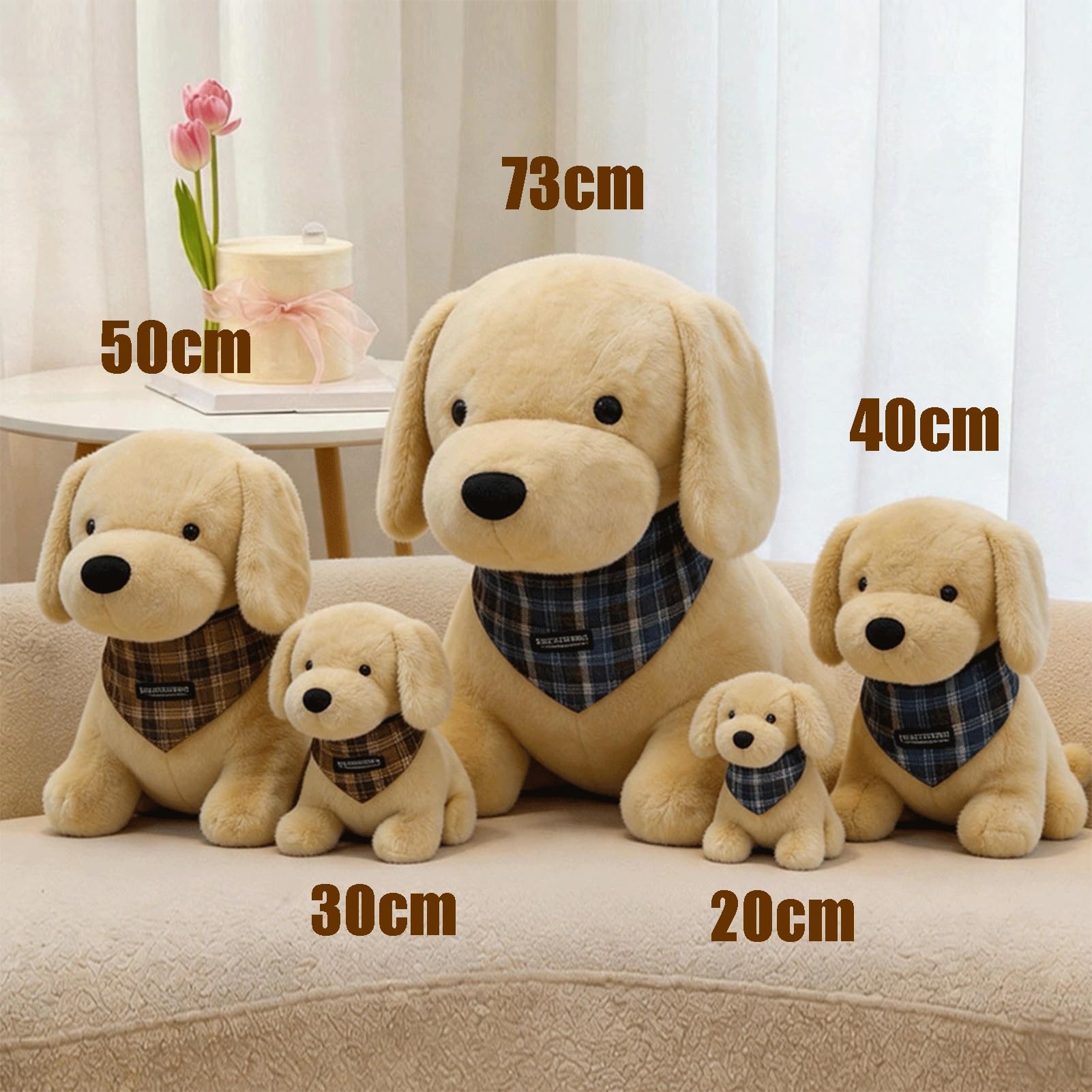 Juguete de Peluche Golden Retriever, Perro Labrador Esponjoso con Bufanda, decoración del hogar, compañero de Peluche, Regalo Ideal for niños(Brown,73cm/29in)