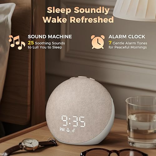 Miniatura 2 de Reloj despertador de máquina de sonido para dormitorio 25 sonidos naturales de sueño - Máquina de ruido blanco para adultos, niños y bebés - Alarma