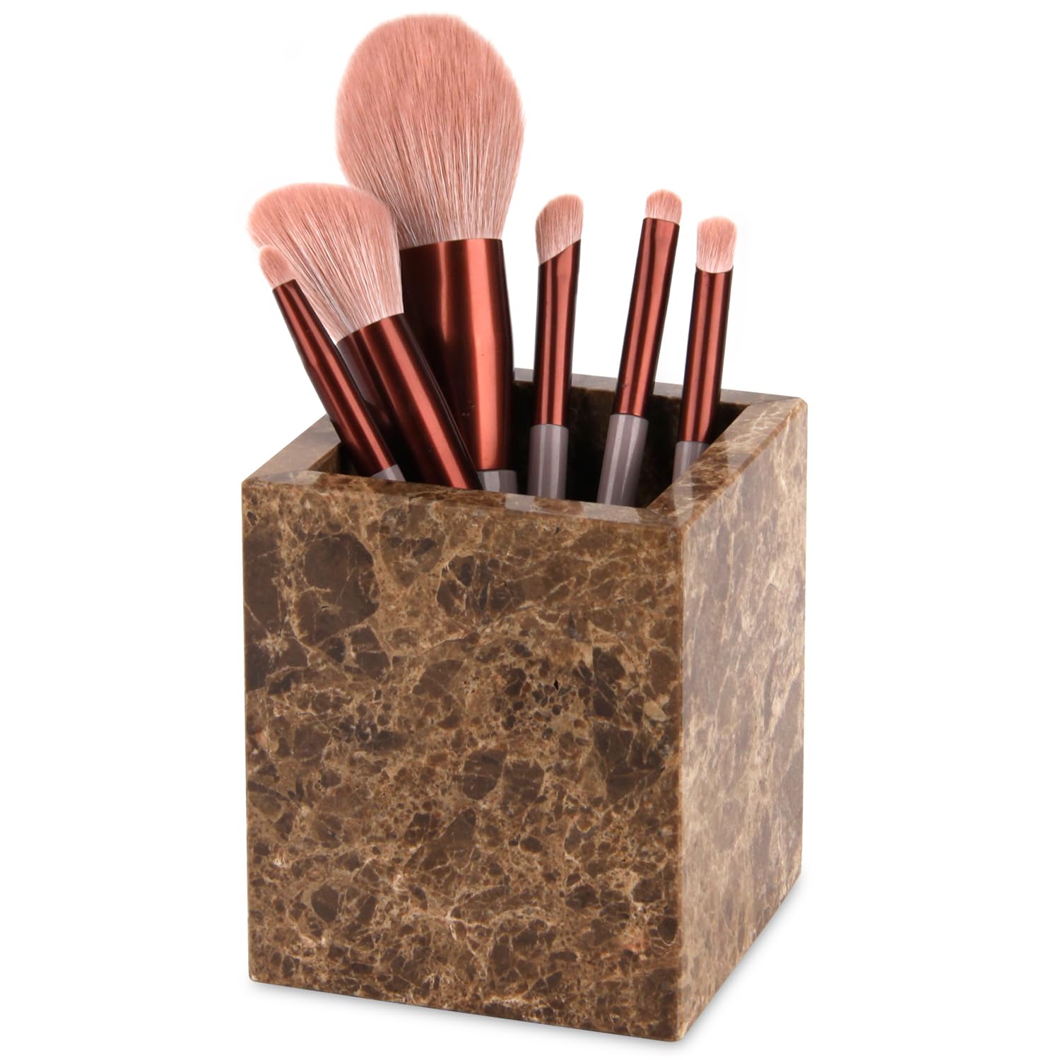 Natural Marble Toothbrush Holder, Dark Brown, 8.5x8.5x10cm — image 1