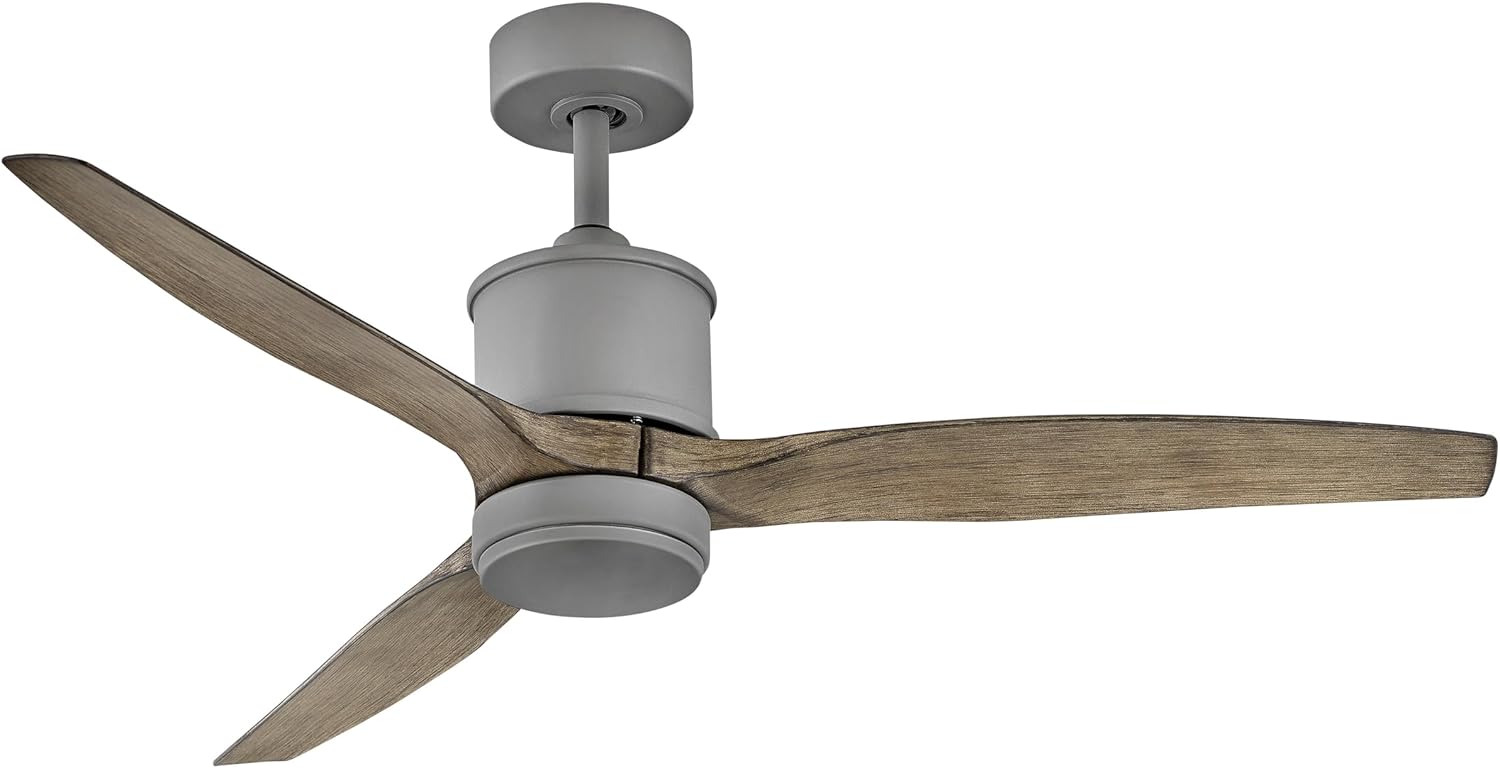 Hinkley Hover 52" Indoor/Outdoor Smart Ceiling Fan with Light and Remote, Modern Propeller Style with Composite Fan Blades, Integrated LED, Graphite and Driftwood blades