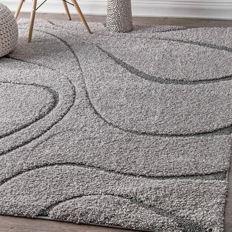 Image of FIASCO Shaggy Carpet Ultra Soft Microfiber | 2 Inches Pile Height Back in Canvas Shaggy Carpet for Living Room | Bedroom | Hall | Guest Room | 9x12 Feet Grey & Dark Grey