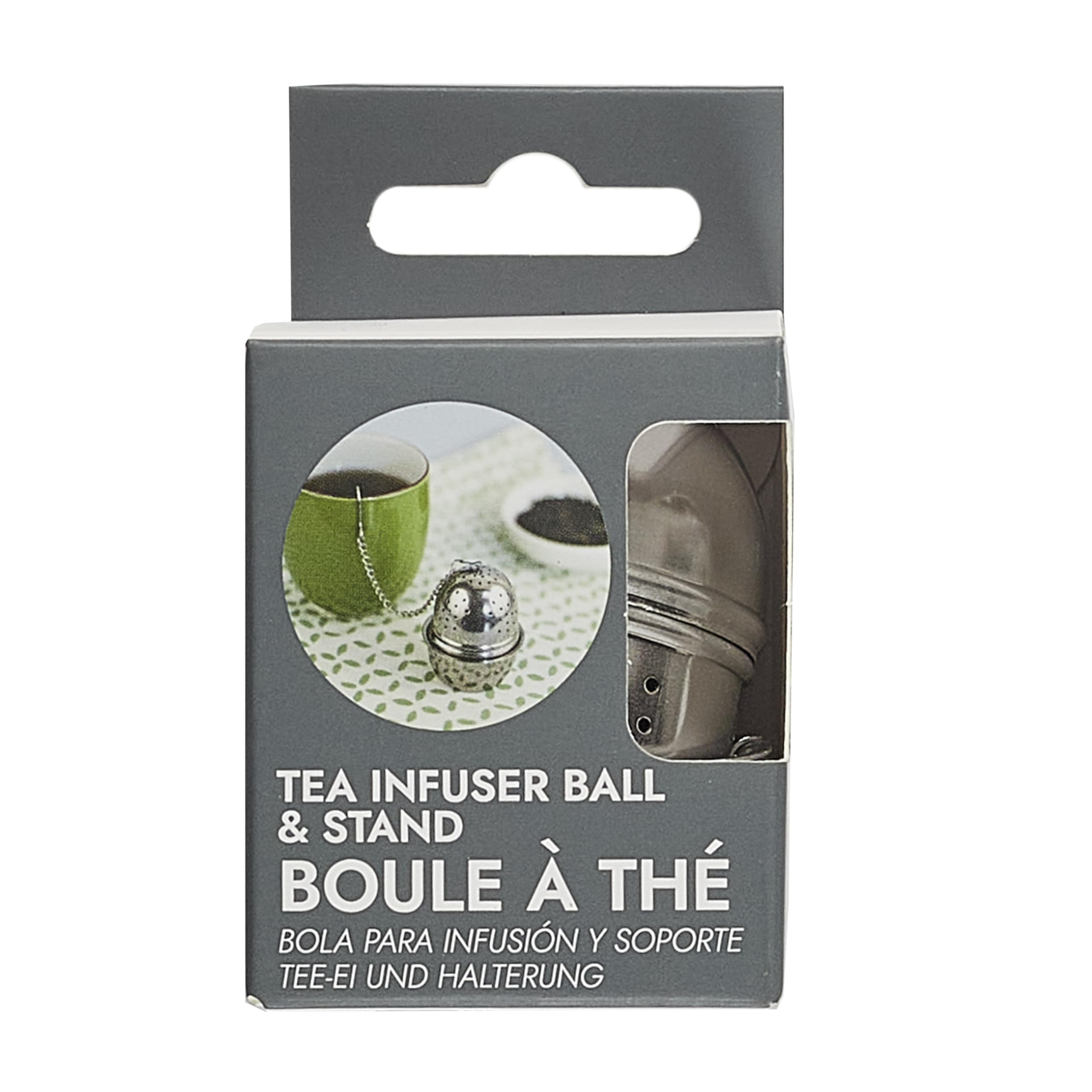 COOK CONCEPT - KA4564, Bola para Té con Soporte de Acero Inoxidable, Reutilizable, Diseñada para Té a Granel, Fácil de Limpiar, Dimensiones: 4.5 x 4.5 x 6 cm, Plateado
