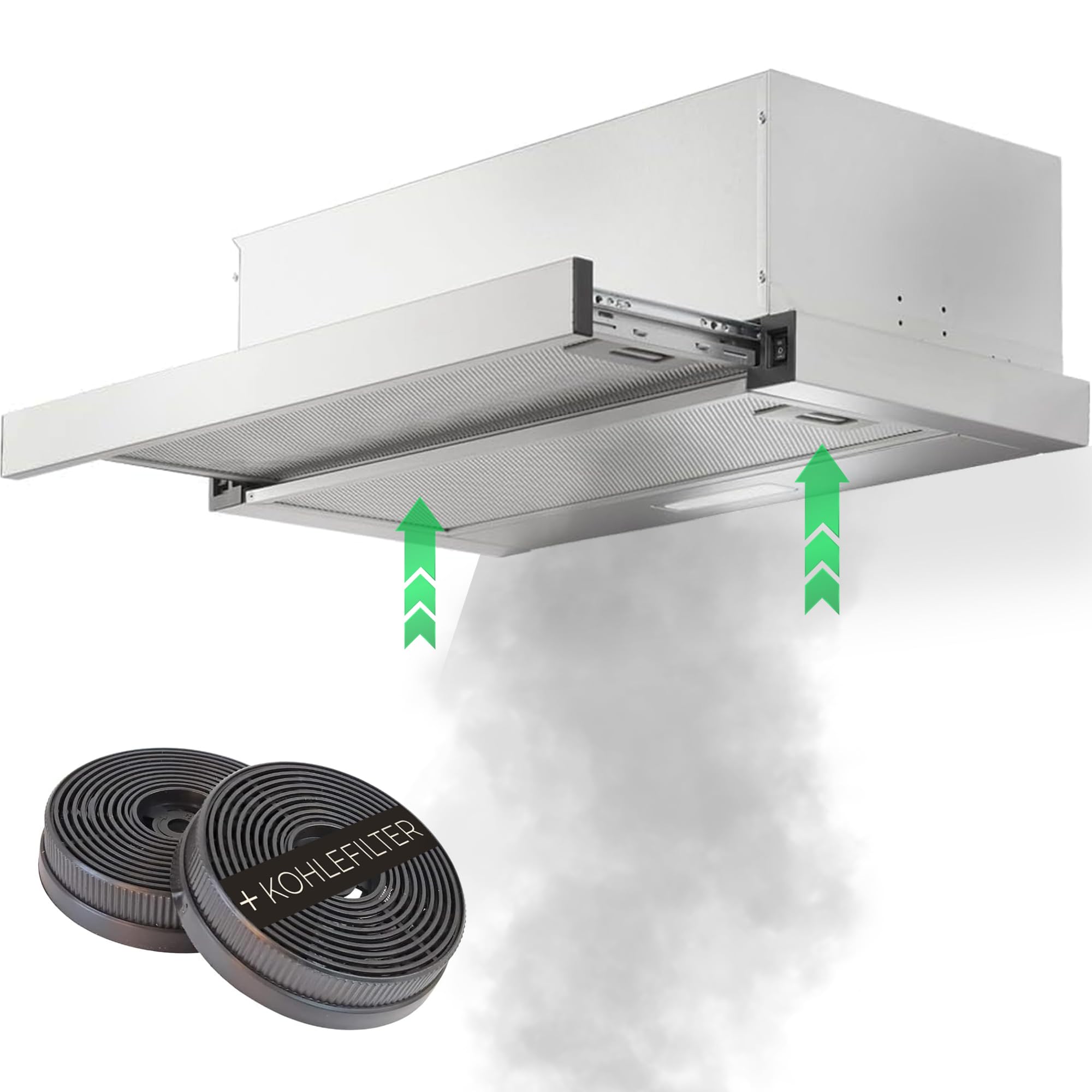 Yuna ALVA FS60B Dunstabzugshaube 60 cm 358 m³/h Edelstahl LED Umluft Abluft