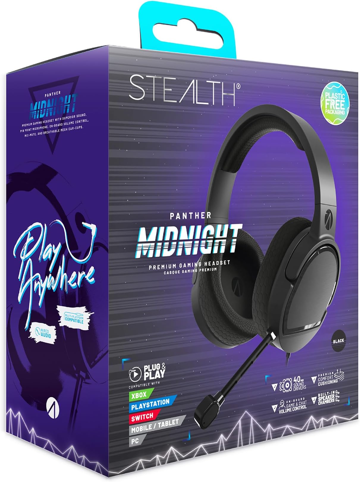 STEALTH PANTHER Over Ear Gaming Headset PS4/PS5, XBOX, Switch, PC with Flexible Mic, 3.5mm Jack, 1.5m Cable, Lightweight, Comfortable and Durable
