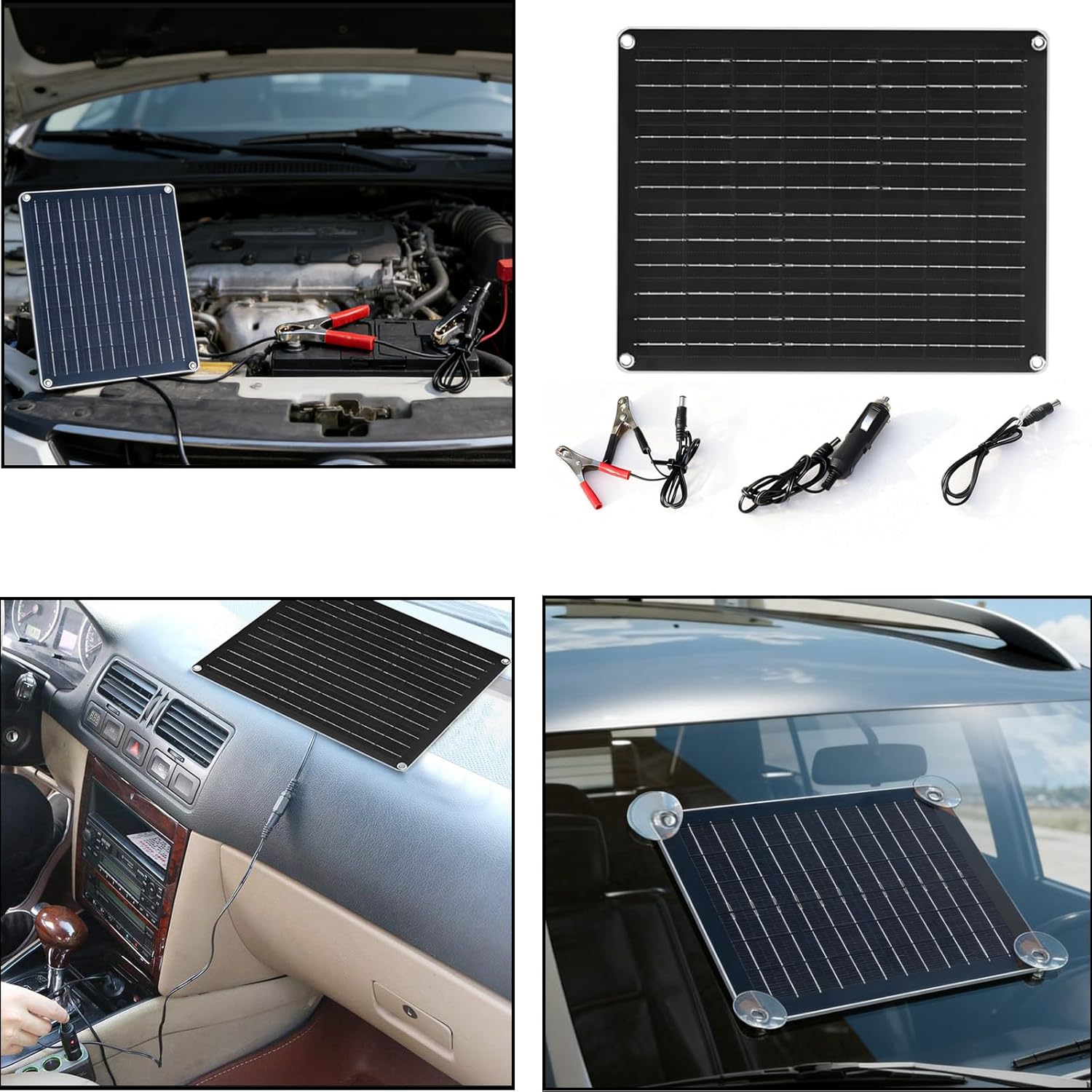 XINPUGUANG 10W 12V Solar Panel Battery Charger Maintainer Kits Trickle Charger with Charge Controller, Cigarette Lighter, Alligator Clips, for RV,Car, Truck, Boat(10W)