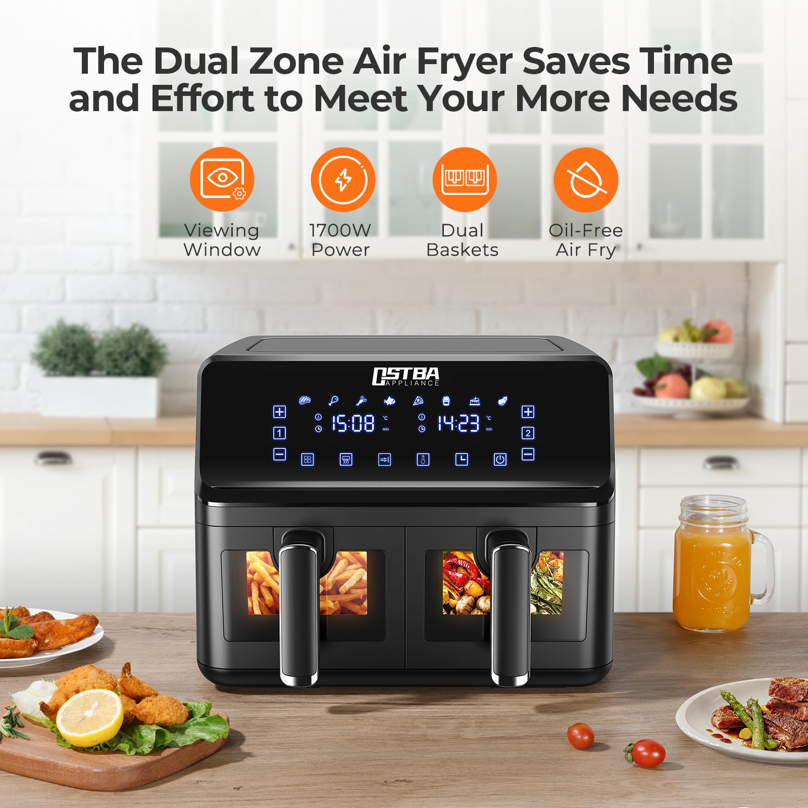 Friteuse Sans Huile YASHE 4,2L Avec écran Tactile - 1500W, 6 Programmes Préréglés, Panier Lave-vaisselle - Cuisson Rapide Et Saine