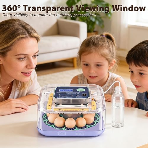 Miniatura 7 de Incubadoras para incubar huevos, incubadora inteligente de huevos con control de humedad y temperatura y girador automático, incubadora de huevos