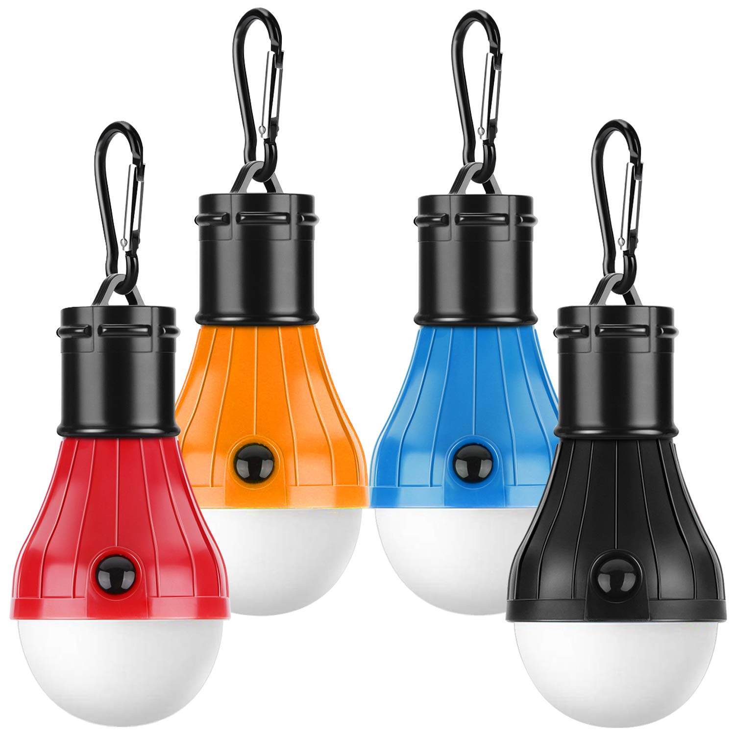 Camping Lights,Tent Lights with Carabiner Clips- 4 Pcs Waterproof Tent LED Light Portable Camping Emergency Light Lamp Lantern for Camping, Hiking, Fishing, Hunting