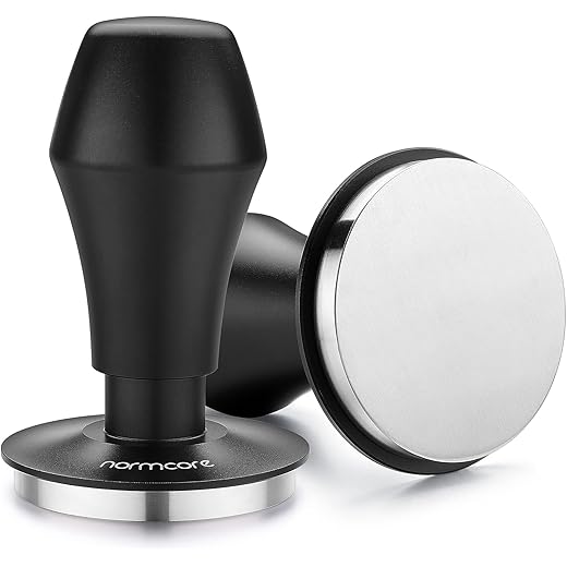 Normcore 58mm Coffee Tamper - V4 Spring-loaded Tamper with Stainless Steel Flat Base - 15lb / 25lb / 30lbs Replacement Springs - Anodized Aluminum Handle and Stand - Fits 58mm Standard Baskets