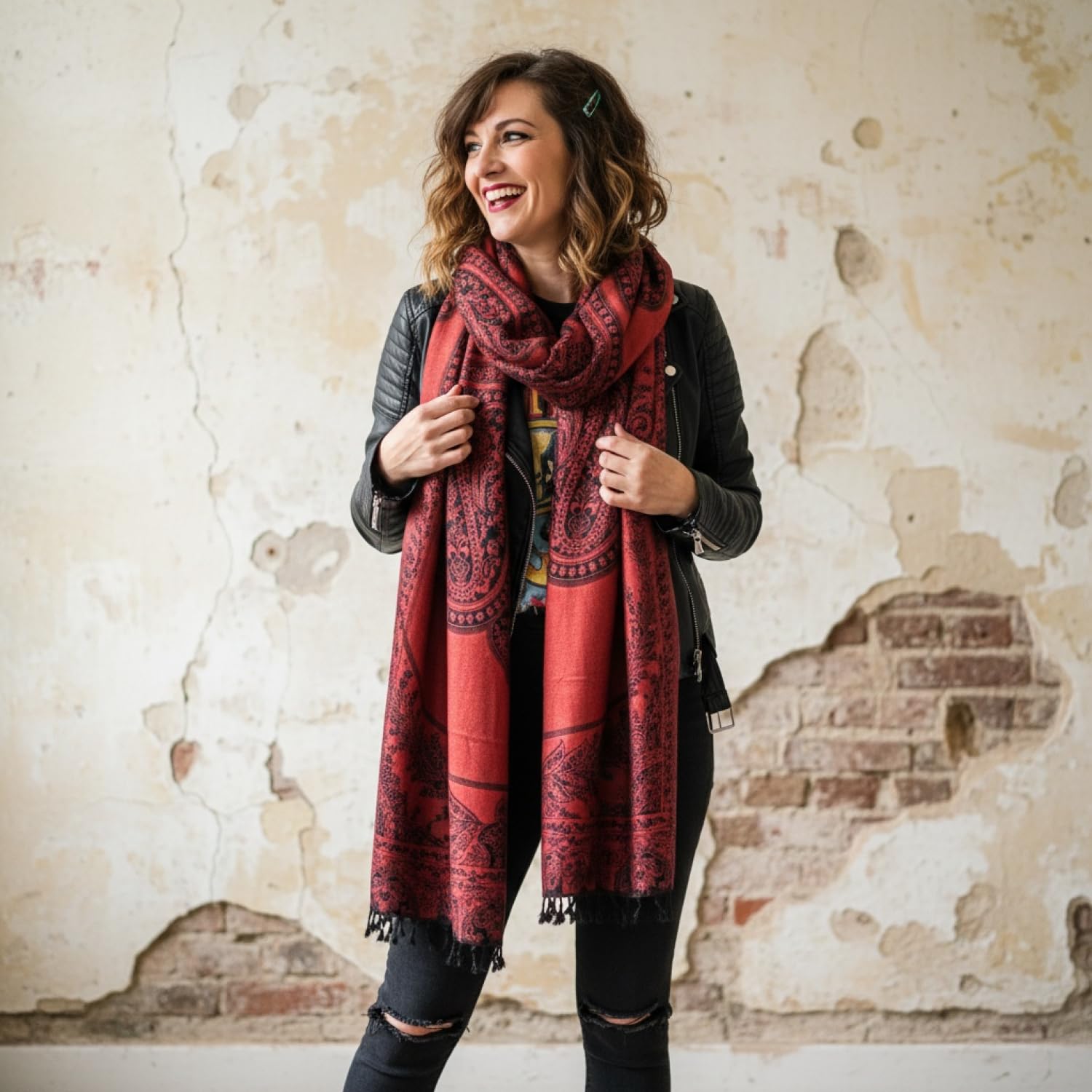 Guru-Shop, Pashmina Wiskozowy szalik, indyjski boho stuła ze wzorem paisley, turkusowy, syntetyczny, rozmiar: jeden rozmiar, szale