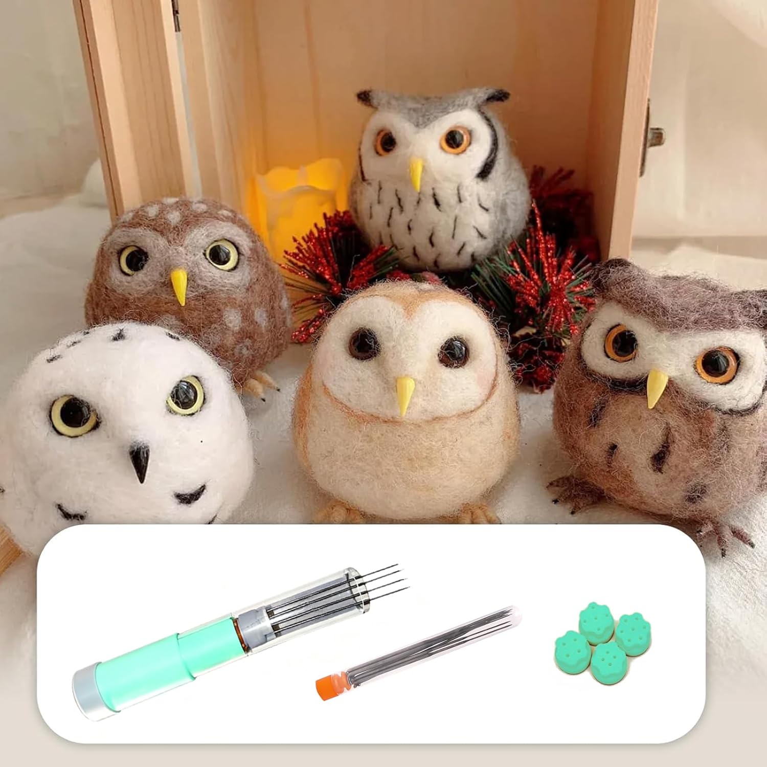 Electric Needle Felting Machine Set Wool Needle Felting Tool 1-7 Needles with Speed Control Needle Felting Machine for Fast Felting Adjustable Speed DIY Wool Painting and Felted Craft Work (Green)