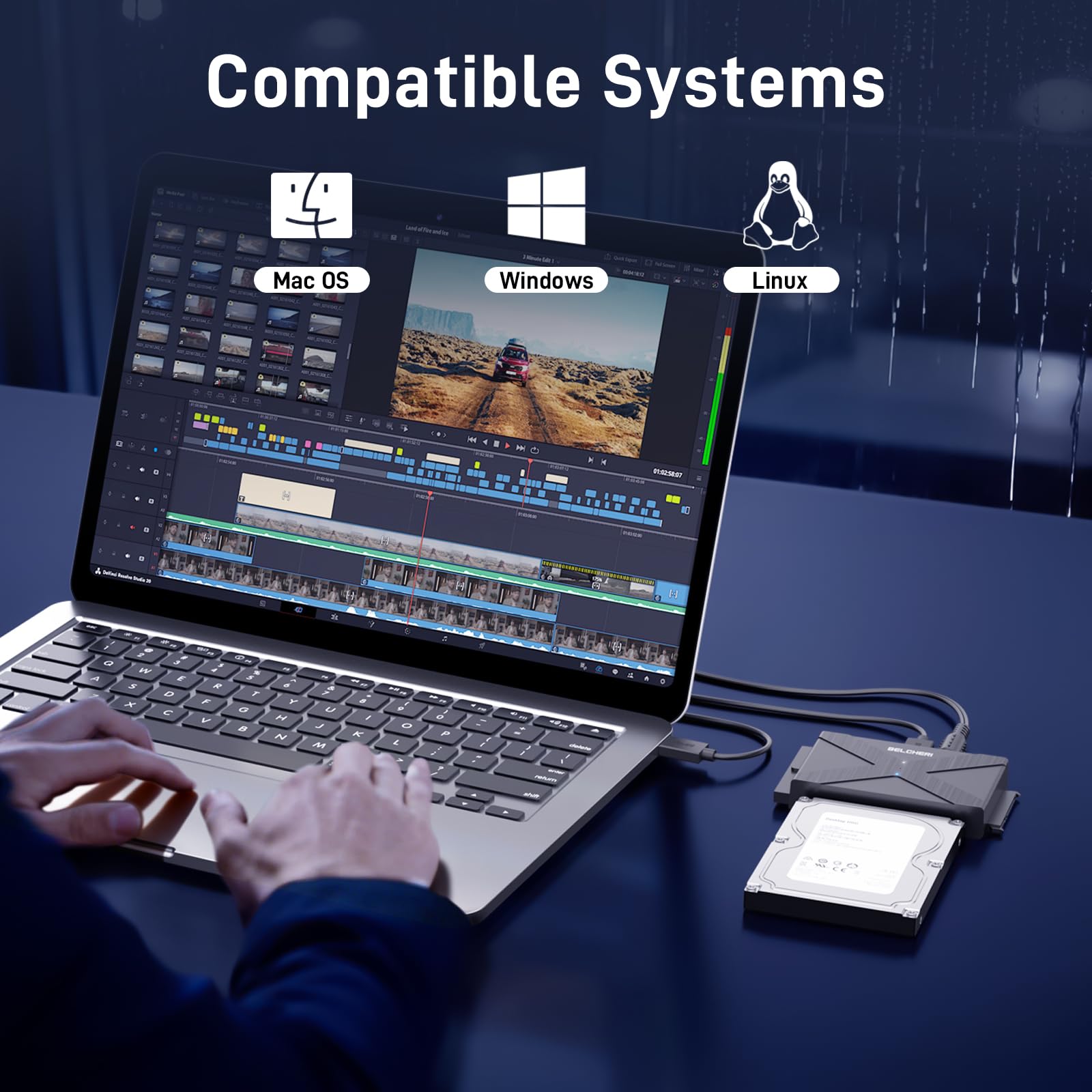 Adattatore USB 3.0 a IDE e SATA, Adattatore per Disco Rigido Esterno Universale da 2,5 o 3,5 Pollici SATA o IDE HDD SSD, Convertitore IDE e SATA con Adattatore di Alimentazione da 12V