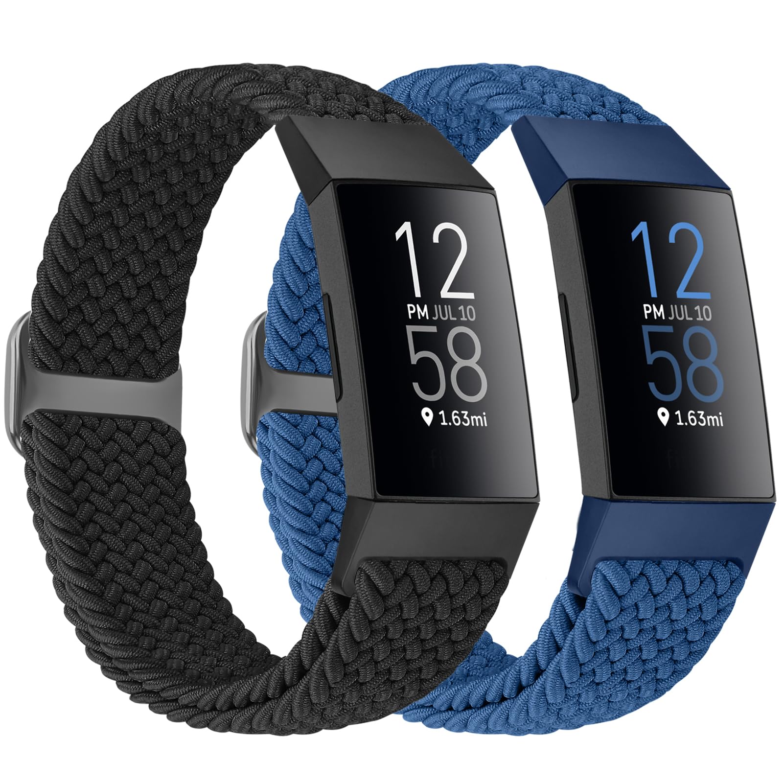 Bcuckood Braided Strap Compatible With Fitbit Charge 4/3/SE for Women Men Adjustable Elastic Sport Soft Nylon Replacement Wristband