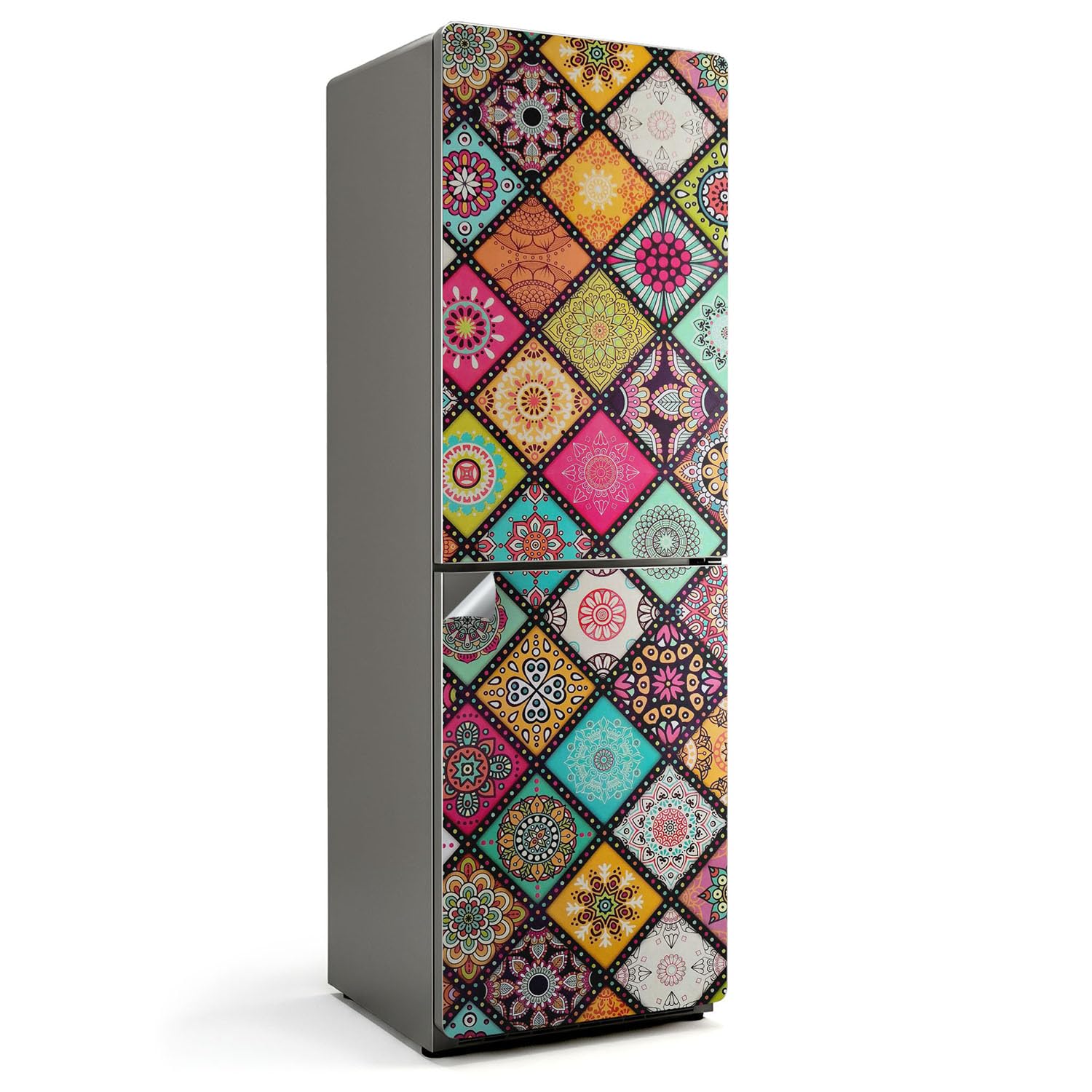 Autocollants pour frigo décoration de cuisine moderne sticker losanges colorés 190 cm