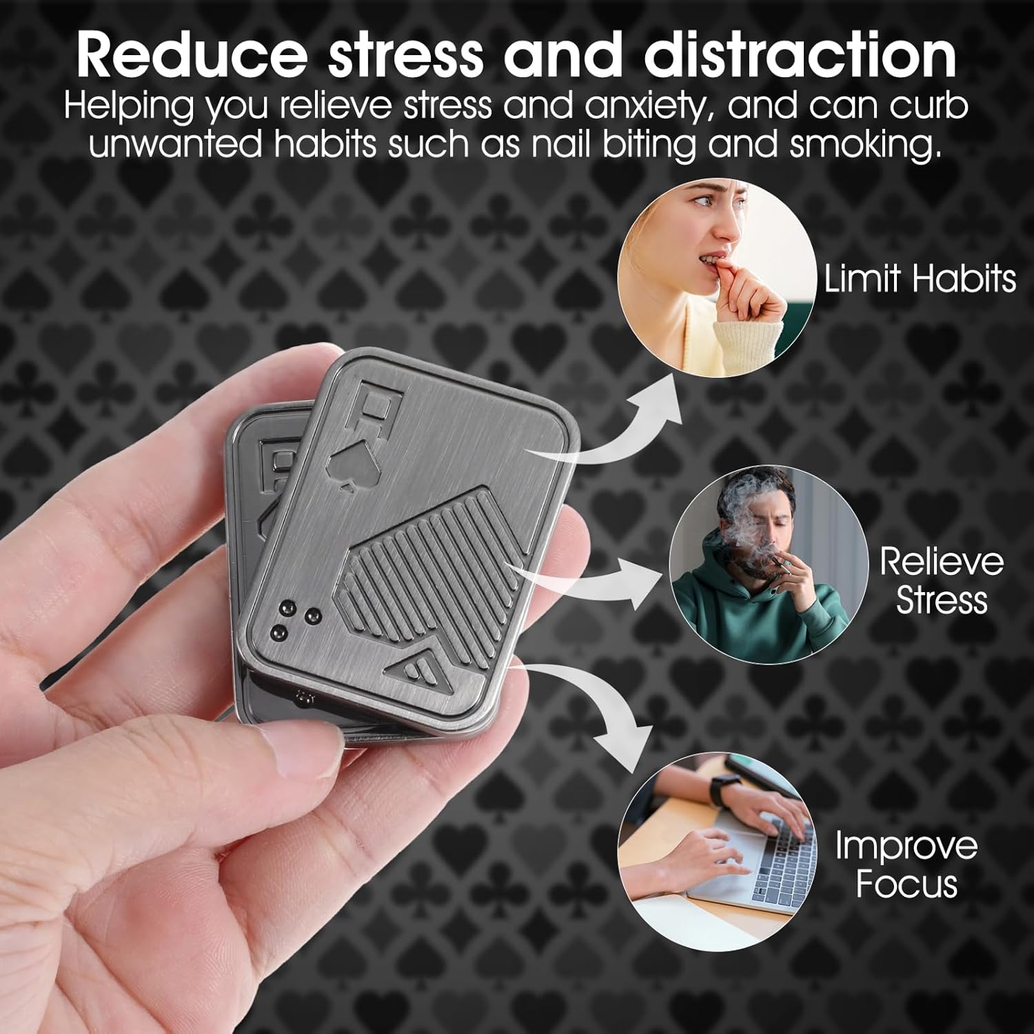 Sibba Fidget Slider Metal Poker Push Card Fidget for Adults Stress Relief Anxiety ADHD Autism Sensory Silver Poker A Push Card Gift Cool Desk Office EDC Gadgets for Men