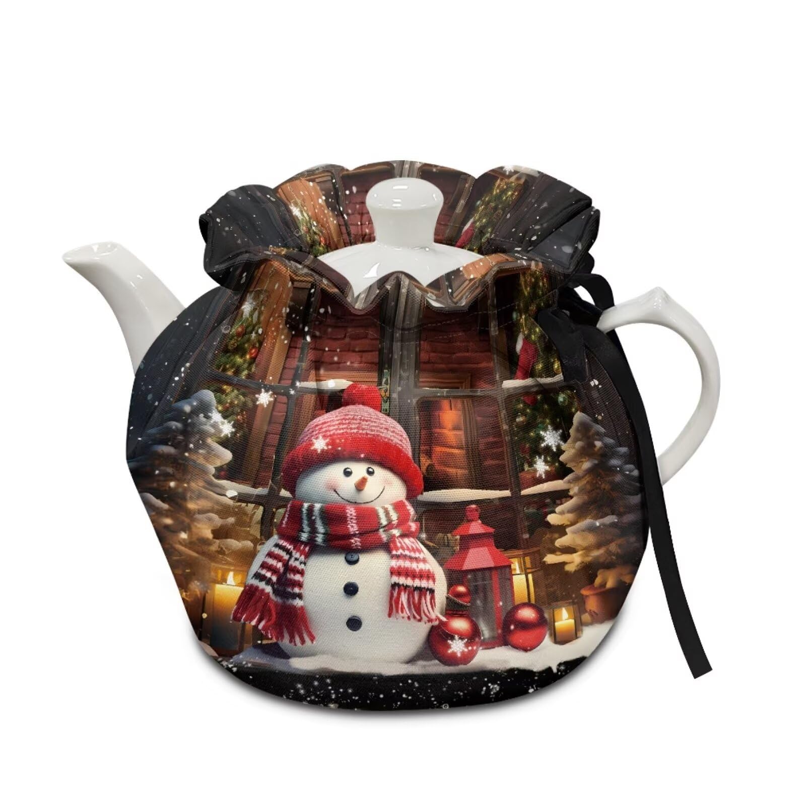 Christmas Snowman Decoration Tea Cozy for Teapot, Stain Resistant Teapot Cover Sturdy Quilted Kettle Cover Breakfast Warmer Home Kitchen Decor