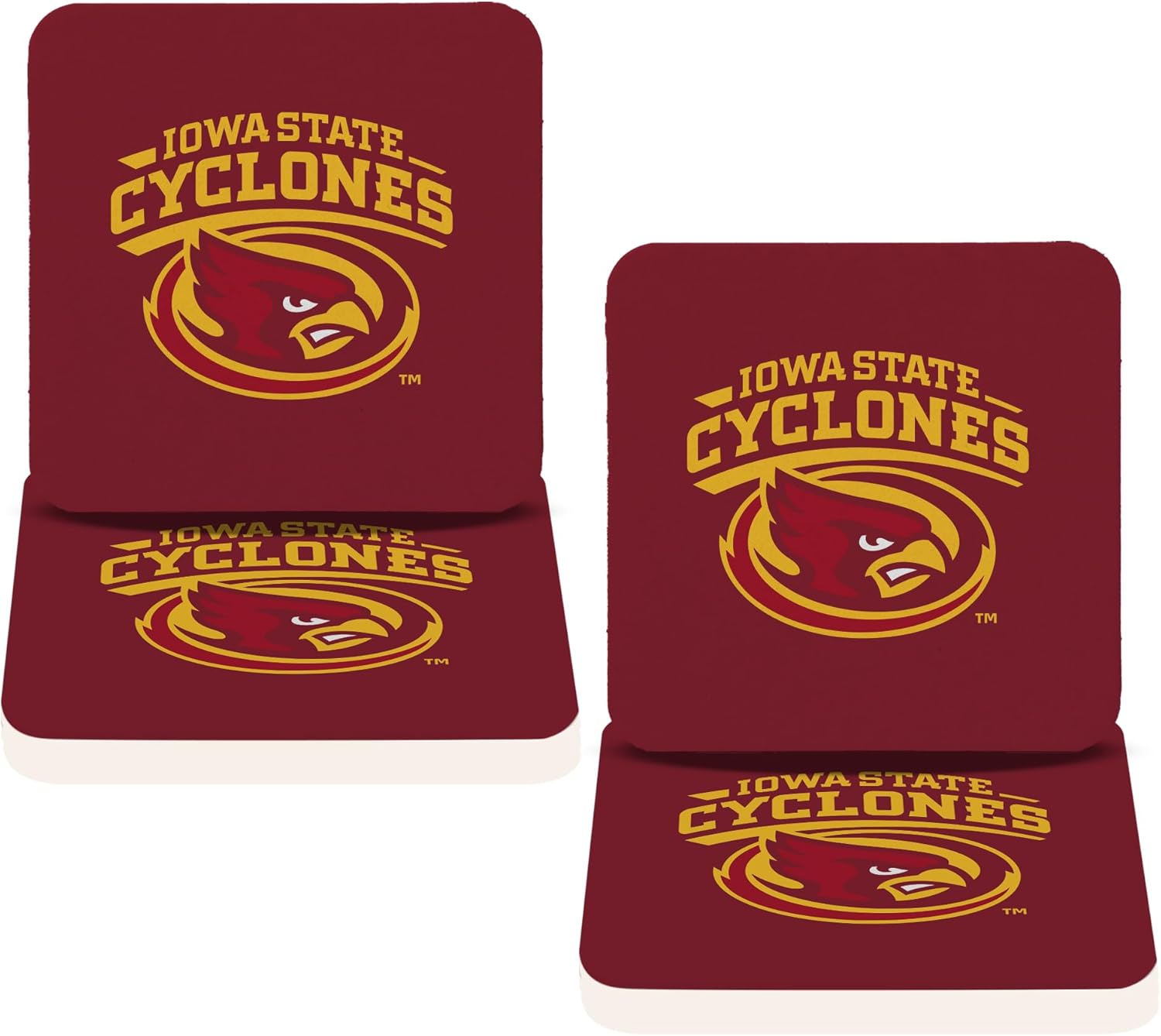 Desert Cactus Iowa State University Coaster ISU Cyclones Water Absorbent Drink Square Coasters - Made from Natural Sandstone (Square 4 Pack - B)
