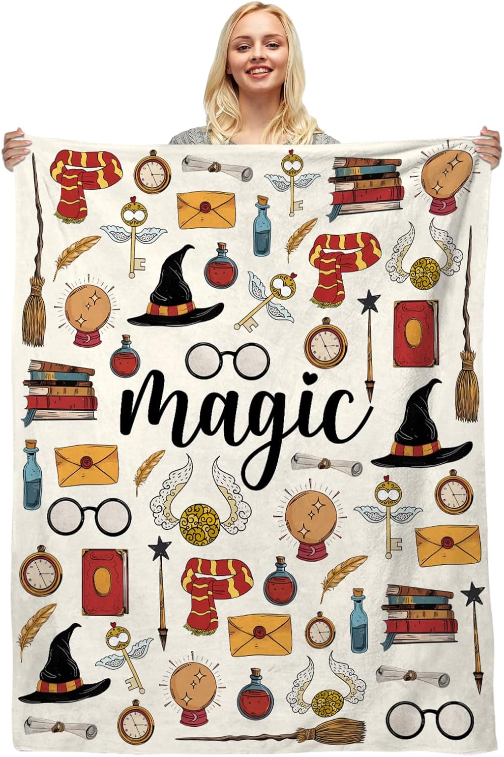 Wizard Magic Blanket for Kids Toddler, Wizard Gifts for Men Girls Boys, Magical Witch Blanket, Witchy Throw Blankets, Magical Movie Wizardry Designs for Magic Lovers Home Decor 50''x 60''