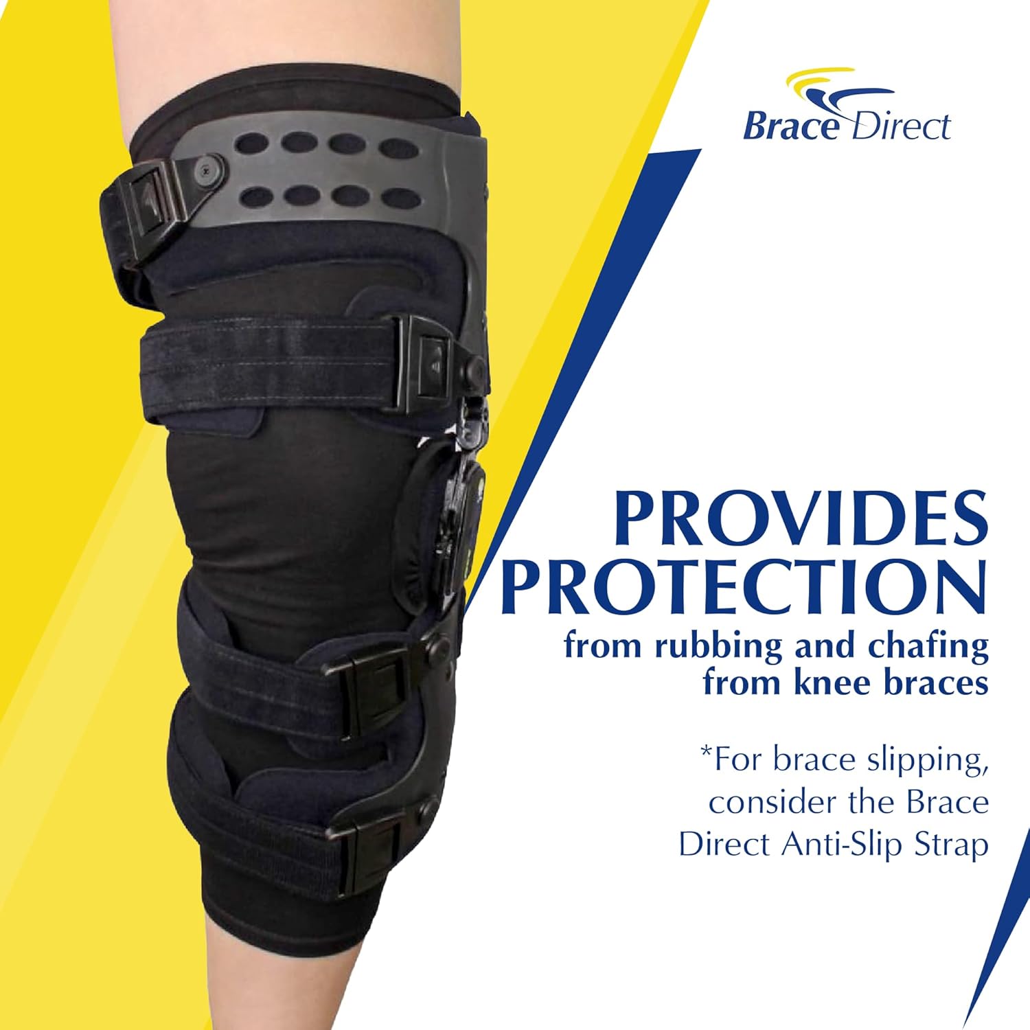 Brace Direct Knee Brace Undersleeve – Compression Liner for Under Orthopedic Knee Supports – Non-Slip Breathable Sleeve for Skin Protection, Chafing & Rash Relief (L/XL - 21"-31")