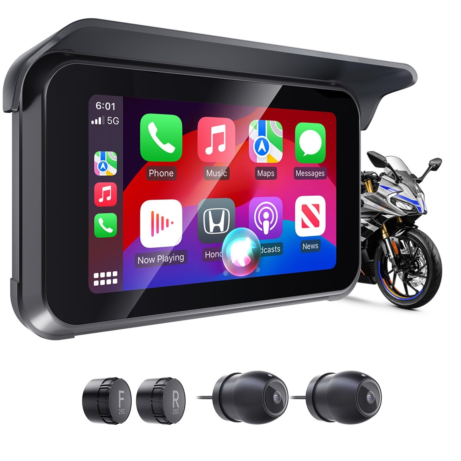 portable motorcycle dvr with wireless touchscreen and camera