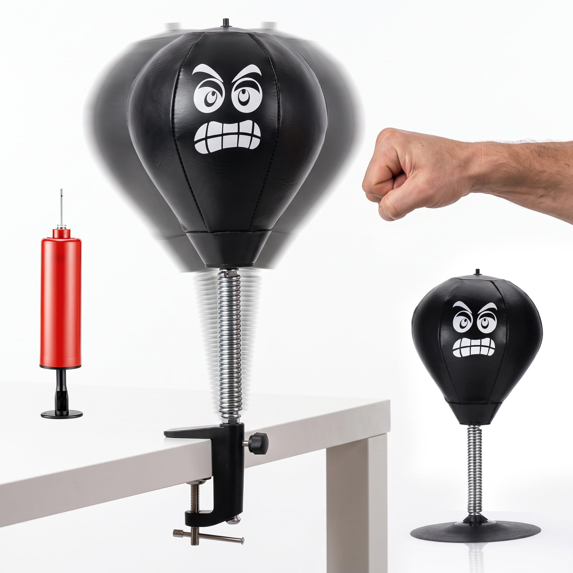 TranRantic Desktop Punching Bag with Suction Cup and Desk Clamp, Black