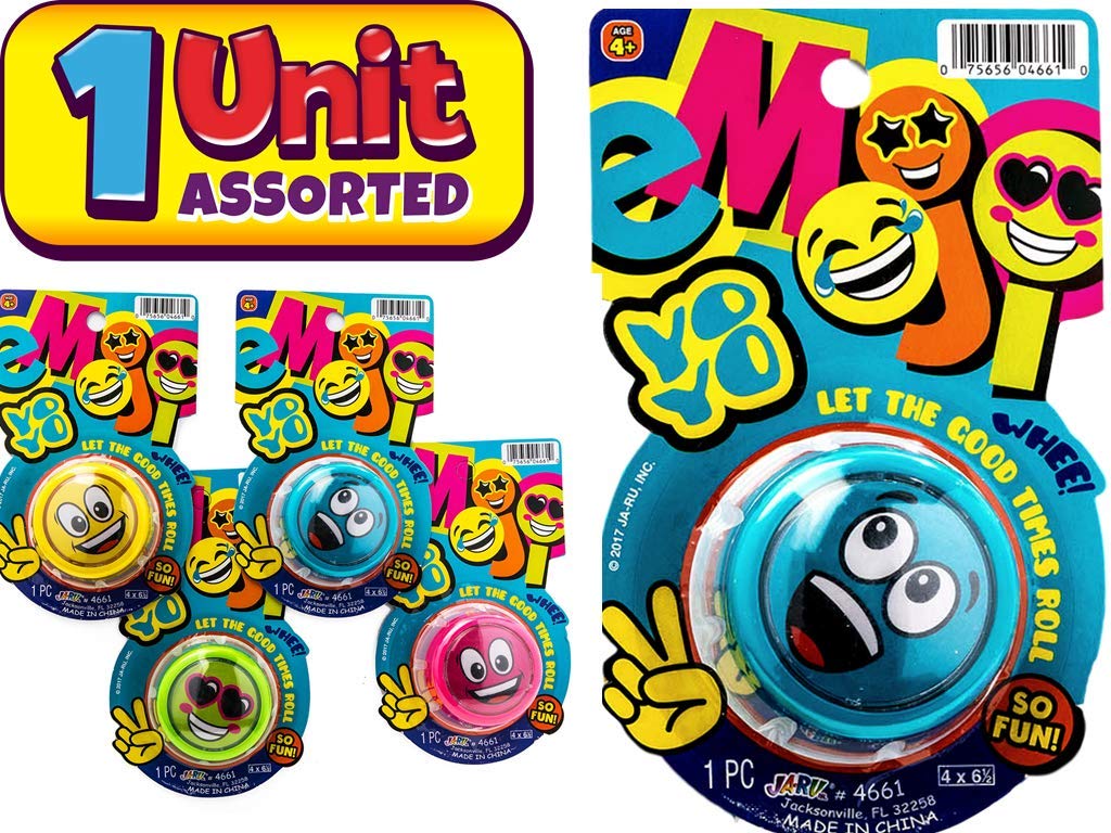 JA-RU Magic Emoji Yo-Yos for Kids Variety Party Pack (1 Unit Assorted) Emoji Faces Pro Yoyos for Kids Boys & Girls. Emoji Party Favors in Bulk Party Supplies. Yo Yos. 4661-1A