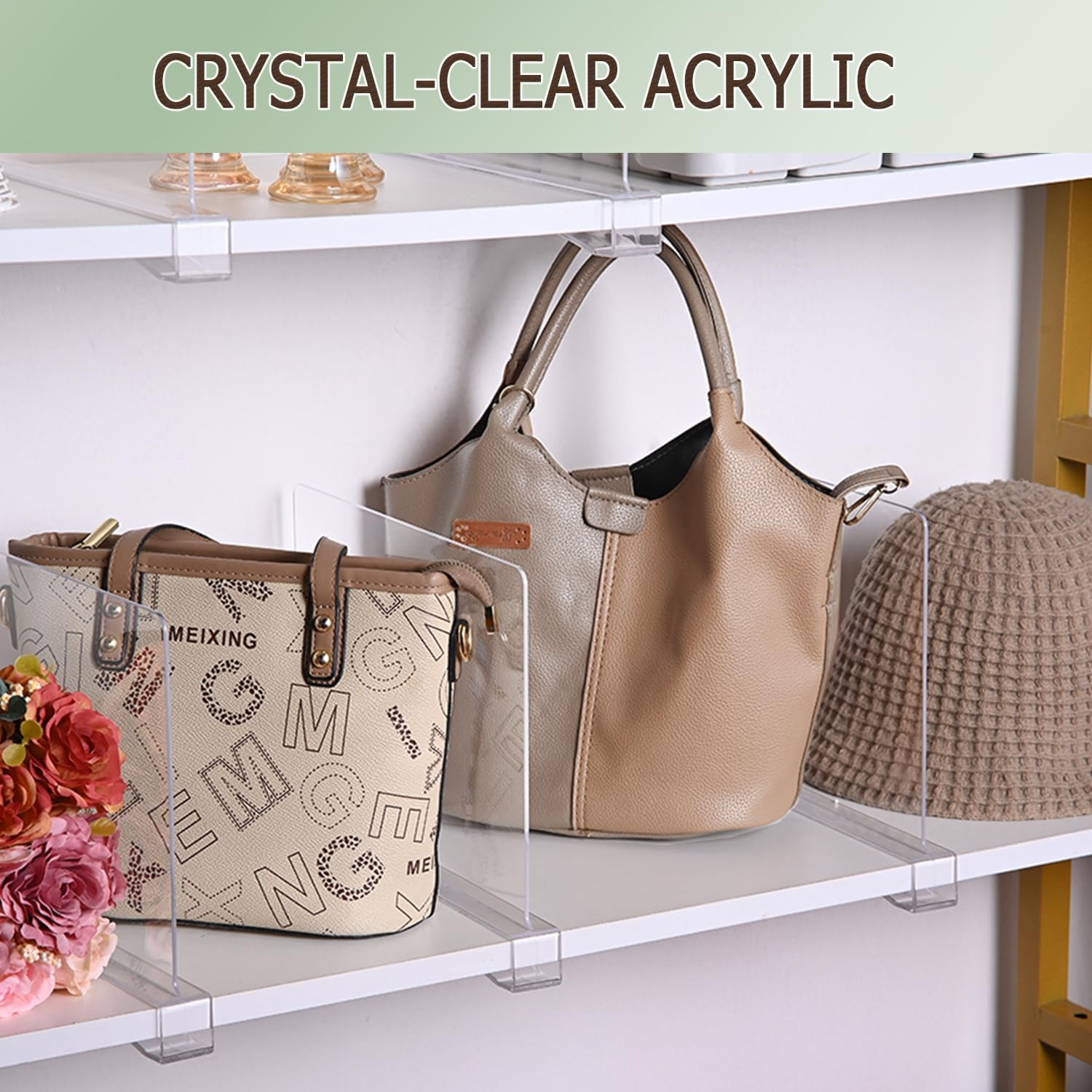 Shelf Dividers for Closet Organization, 12Pcs Closet Purse Organizeder Acrylic Shelf Dividers Purse Closet Organized Closet Dividers for Shelves Clear Shelf Dividers Shelf Separators in Closet (12Pcs)