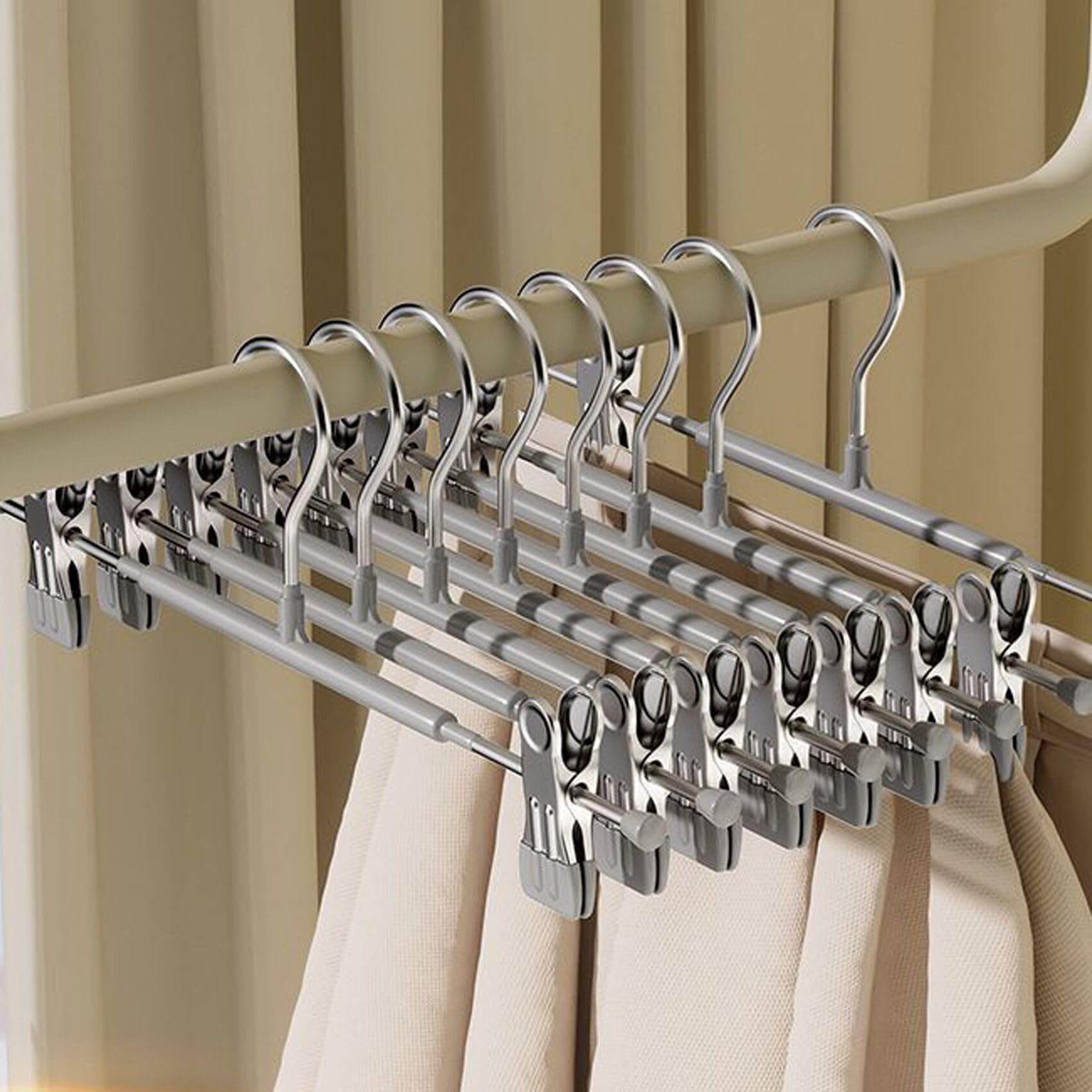 Metall-Hosenbügel Mit Clips - 20 Stück, Verstellbar & Platzsparend