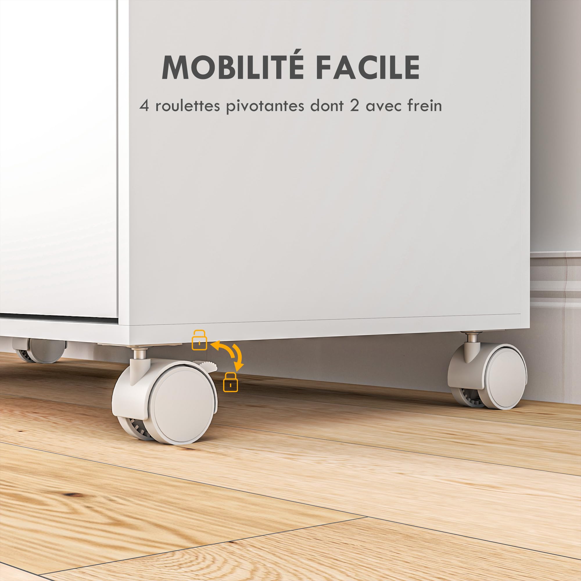 HOMCOM Meuble à Repasser sur roulettes 127 x 42,5 x 99 cm Blanc | Table à Repasser Pliante, Placard à Porte, Étagère Réglable, Barre de Suspension, Compartiment Ouvert et Support Latéral