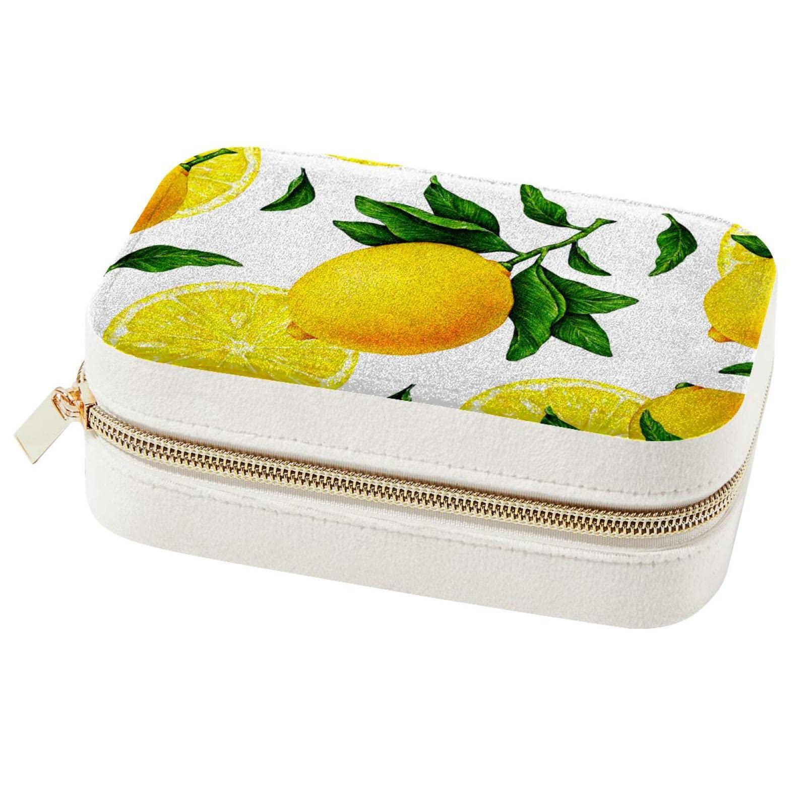 Boîte à bijoux portable jaune rangement bagues et colliers de voyage