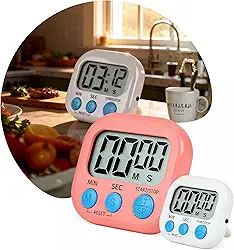 Temporizador Digital Magnético com Display Grande e Alarme Alto – Timer para Cozinha, Estudos e Treinos – Fácil de Usar (Rosa)