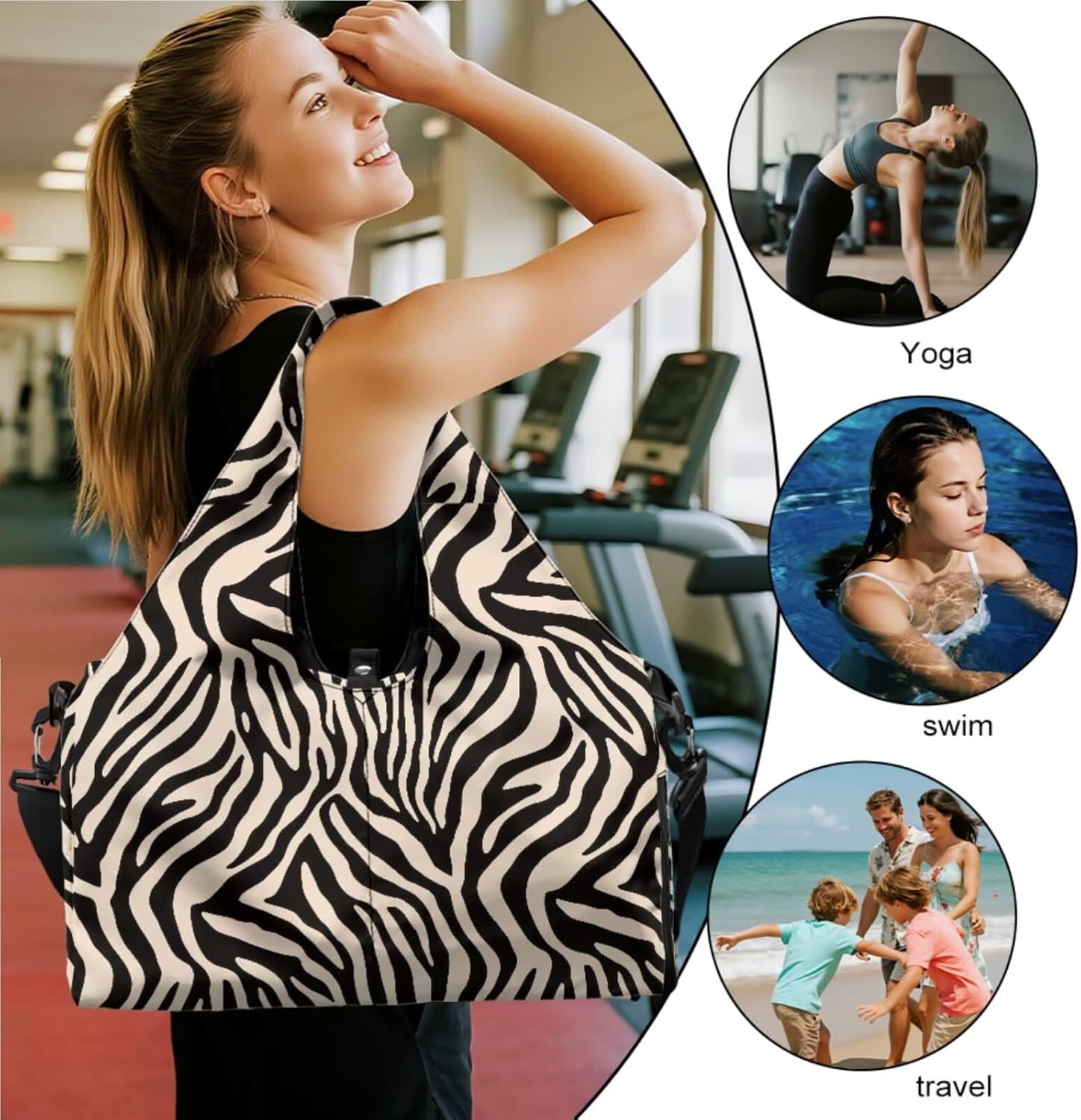 Yoga Gym Bag with Removable Adjustable Shoulder Strap, Shoe Compartment & Top Yoga Mat Holder 17.72x8.66x9.84in