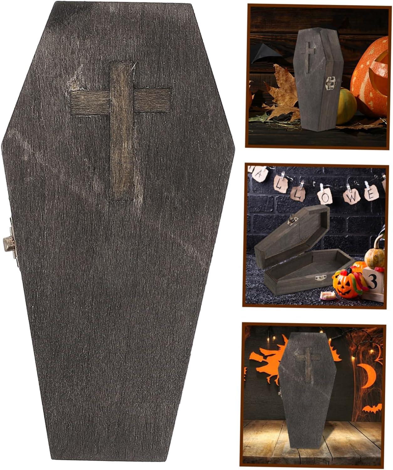 Halloween Coffin Shaped Jewelry Box for Treats and Design Cross for Home Decor Parties and Storage of Necklaces and Earrings