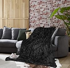 Throw Blanket, Shaggy Fluffy Faux Fur Nursery Blankets Warm Cozy Soft Plush Microfiber, Machine Washable Thicken Blankets for Bed Couch Sofa 50" x 60", Black
