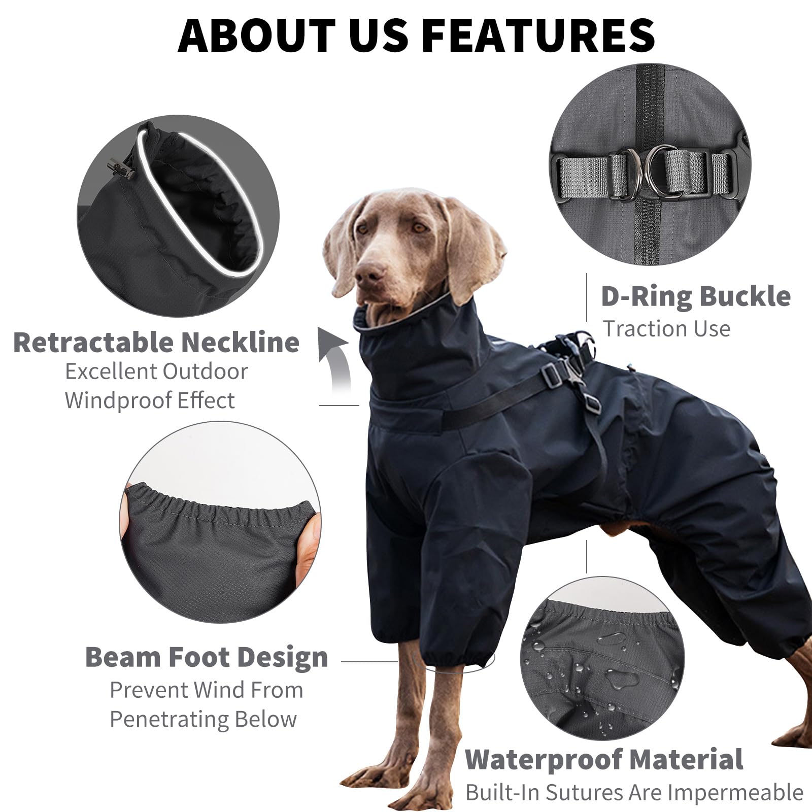 PETCUTE Manteau Pluie Chien, Imperméable avec Bande Réfléchissante, Manteaux Imperméables pour Chiens avec Fermeture à Boutons,pour Les Jours De Pluie (Rouge, 6XL)
