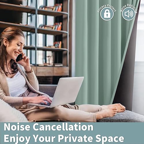 Miniatura 7 de BGment Cortinas opacas con forro de aislamiento térmico de 84 pulgadas de largo, bolsillo para barra y pestaña trasera, cortina de ventana de doble