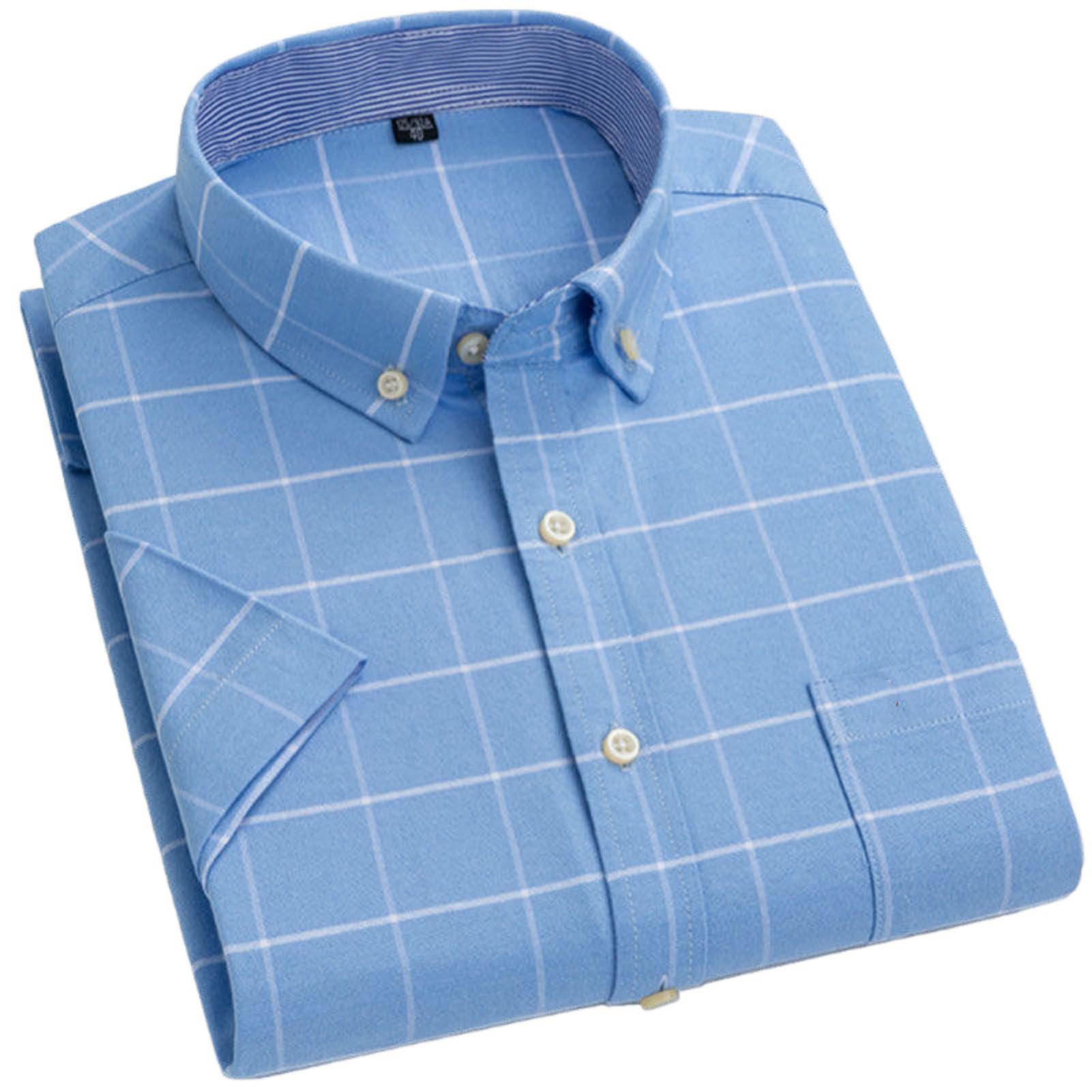 Męska koszula z krótkim rękawem z bawełny Oxford Spinning Business Plaid
